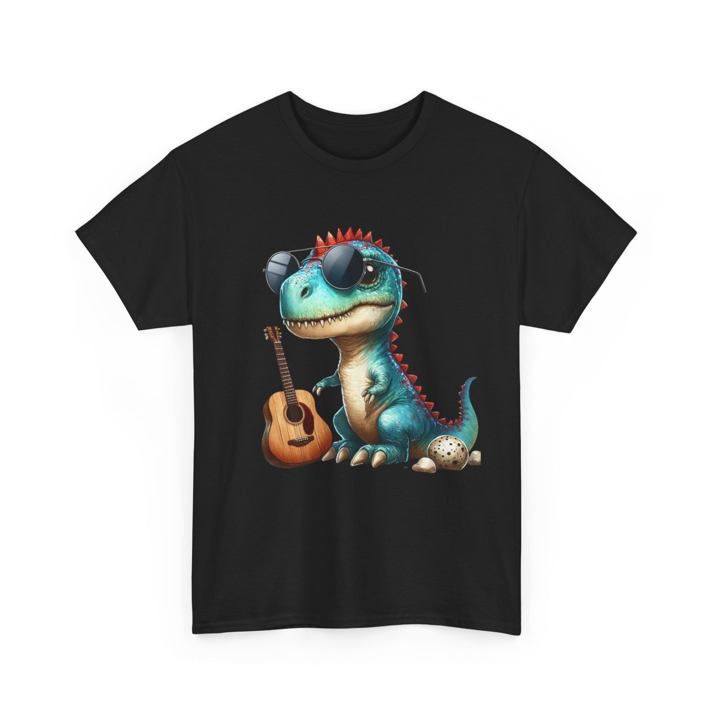 Cool Dinosaur Graphic Tee for Kids, Fun Gift for Birthdays, Retro Style Cotton T-Shirt, Music Lover's Merchandise, Playful Summer Wear