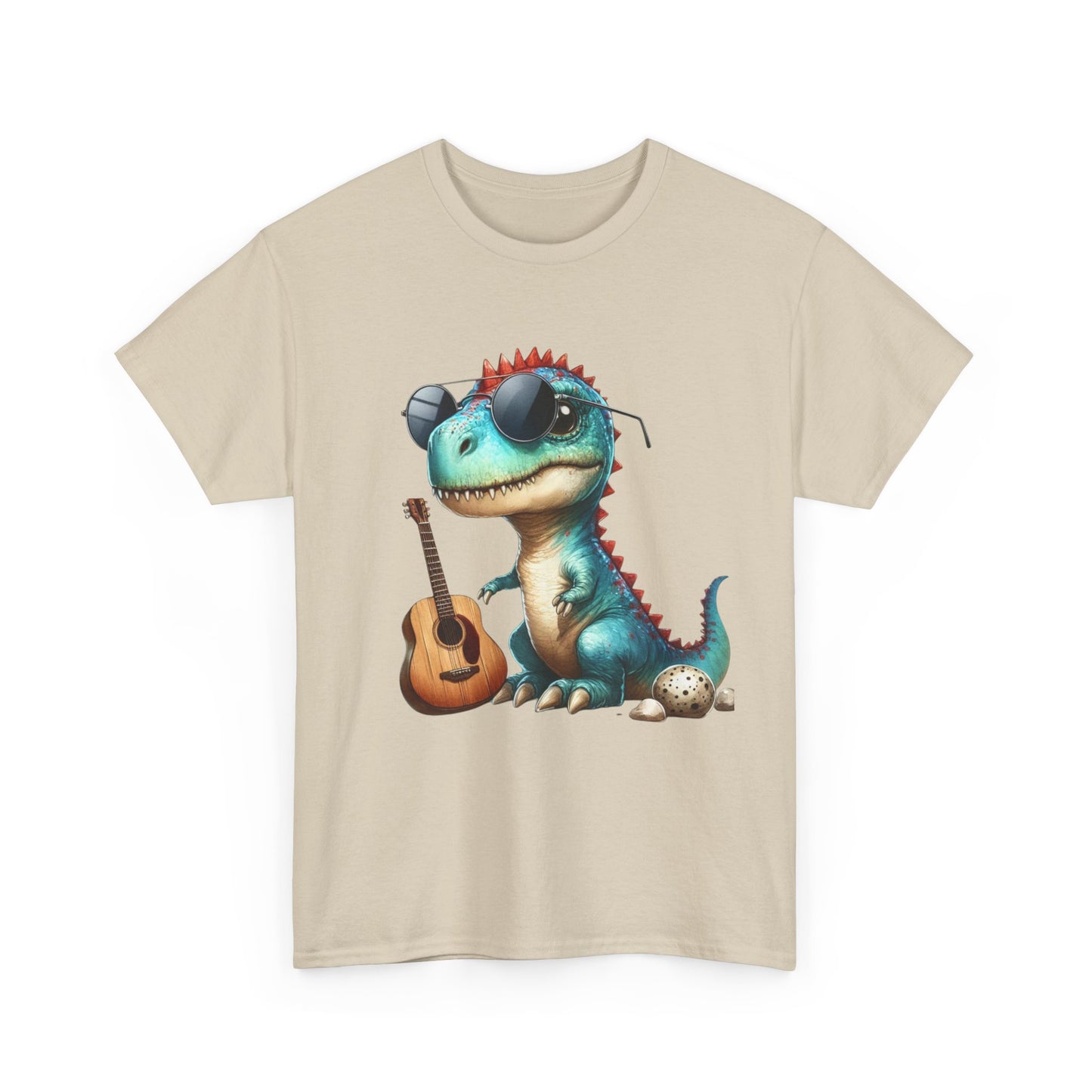 Cool Dinosaur Graphic Tee for Kids, Fun Gift for Birthdays, Retro Style Cotton T-Shirt, Music Lover's Merchandise, Playful Summer Wear