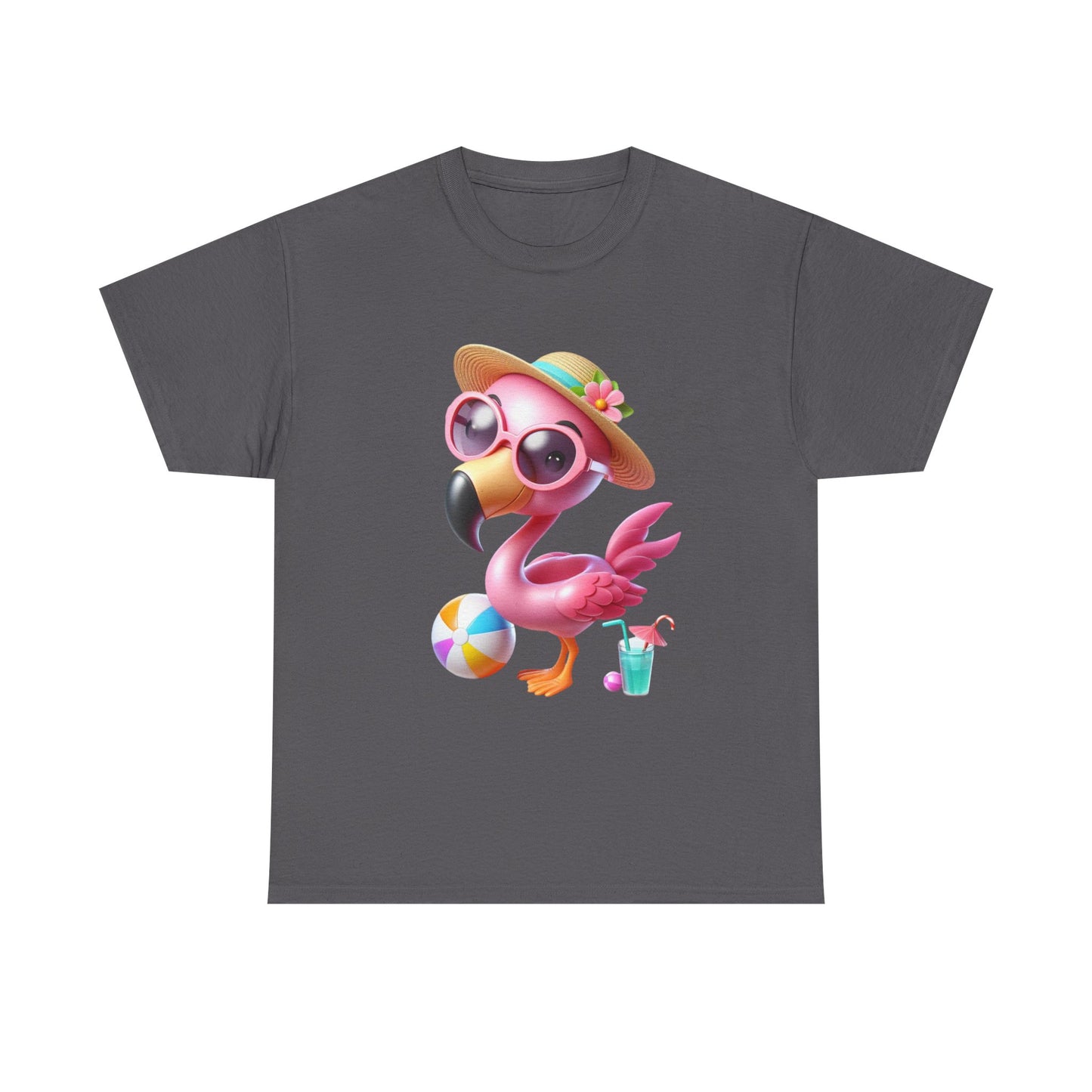 Tropical Flamingo Tee, Summer T-Shirt, Beach Shirt, Gift for Vacation Lovers, Cute Floral Graphic Shirt, Unisex Casual Wear