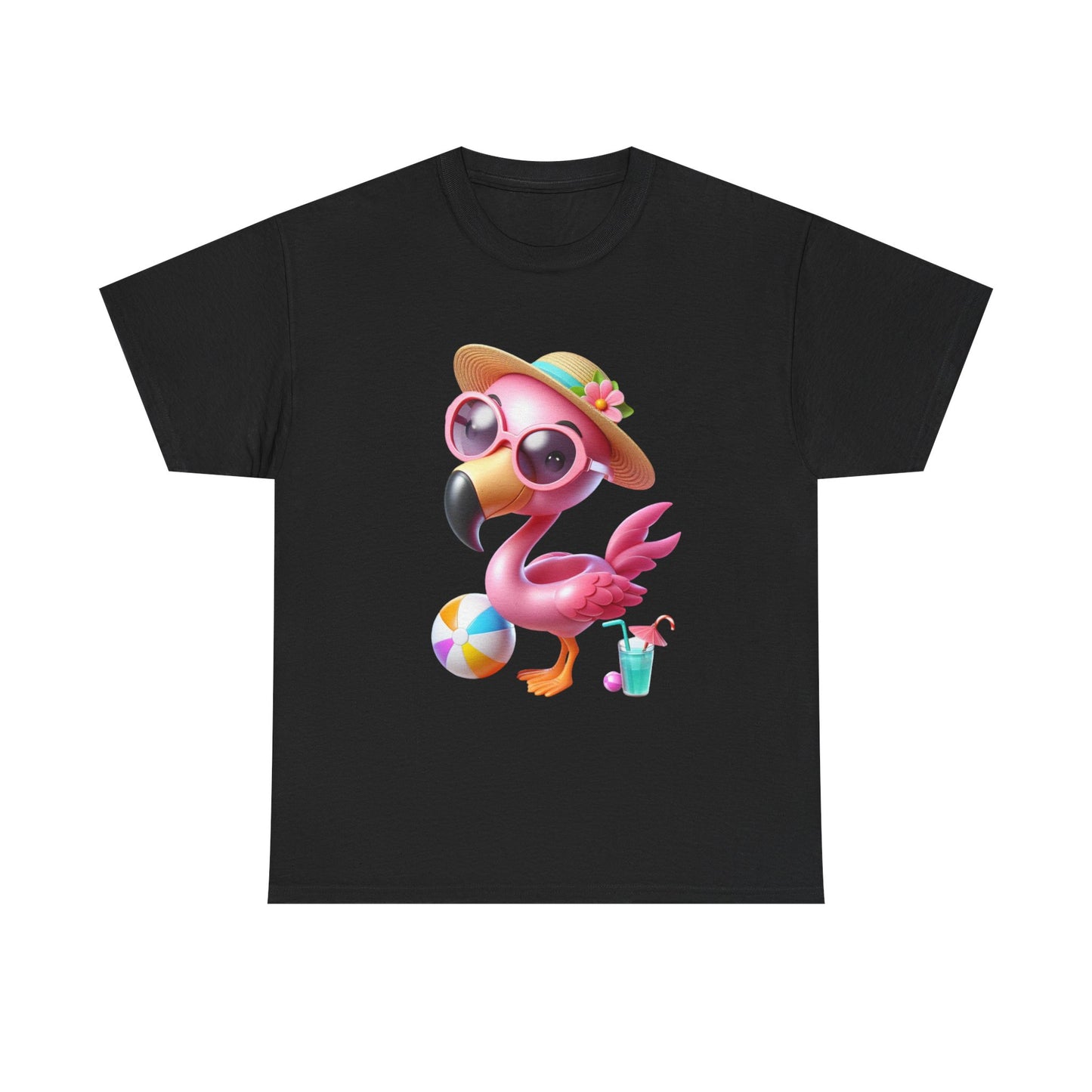 Tropical Flamingo Tee, Summer T-Shirt, Beach Shirt, Gift for Vacation Lovers, Cute Floral Graphic Shirt, Unisex Casual Wear