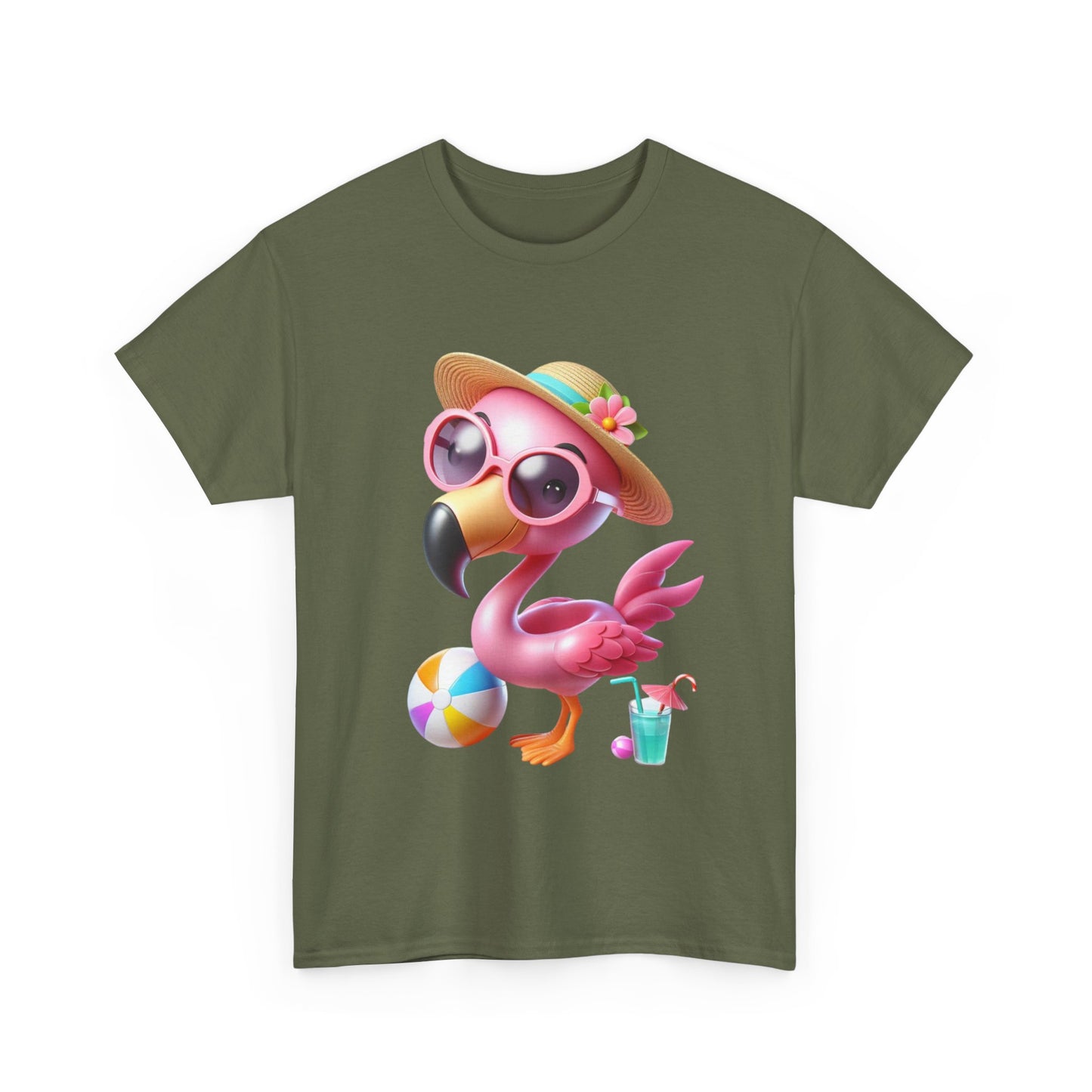 Tropical Flamingo Tee, Summer T-Shirt, Beach Shirt, Gift for Vacation Lovers, Cute Floral Graphic Shirt, Unisex Casual Wear