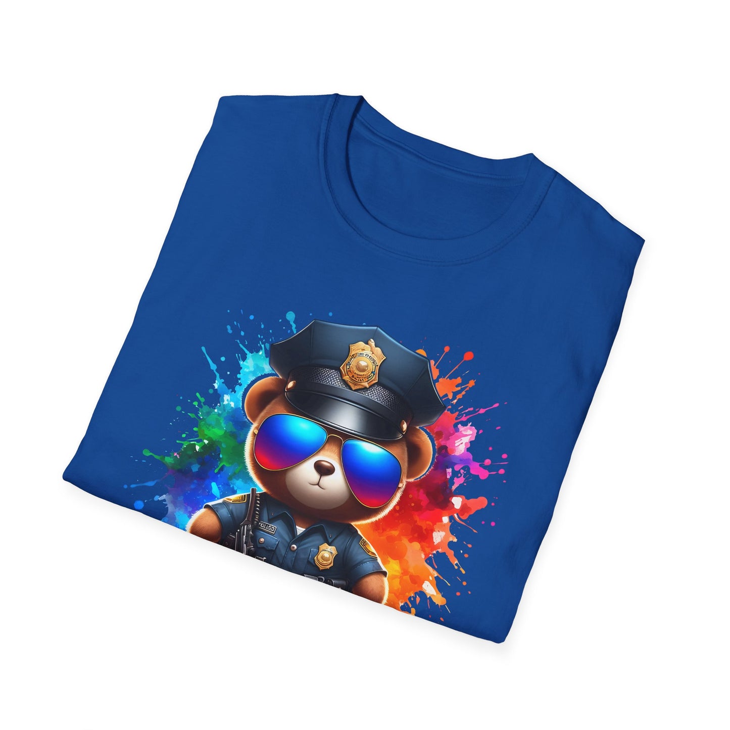 Police Bear Graphic T-Shirt, Cute animal tee, Unisex casual wear, Gift for animal lovers, Fun shirt for kids and adults
