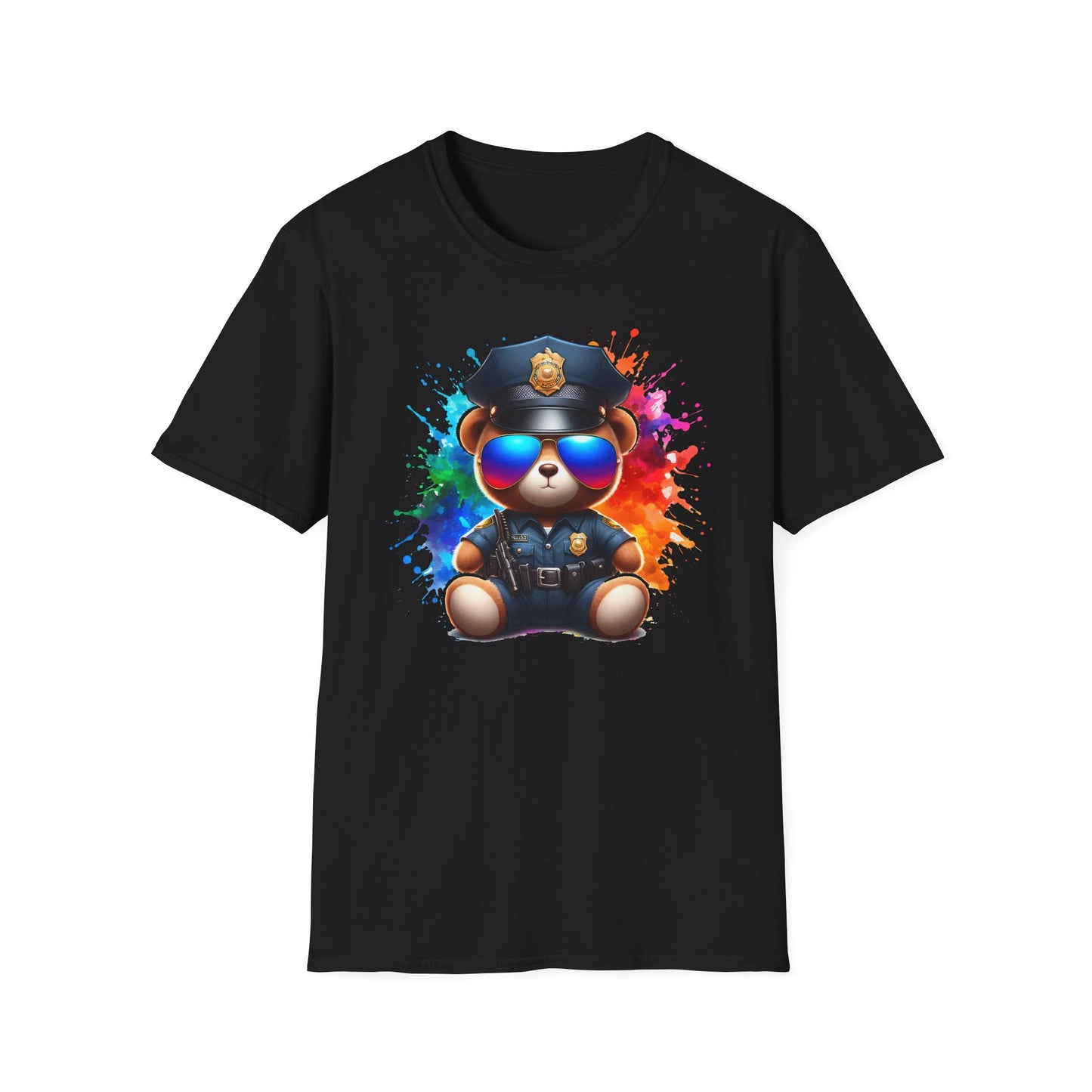 Police Bear Graphic T-Shirt, Cute animal tee, Unisex casual wear, Gift for animal lovers, Fun shirt for kids and adults