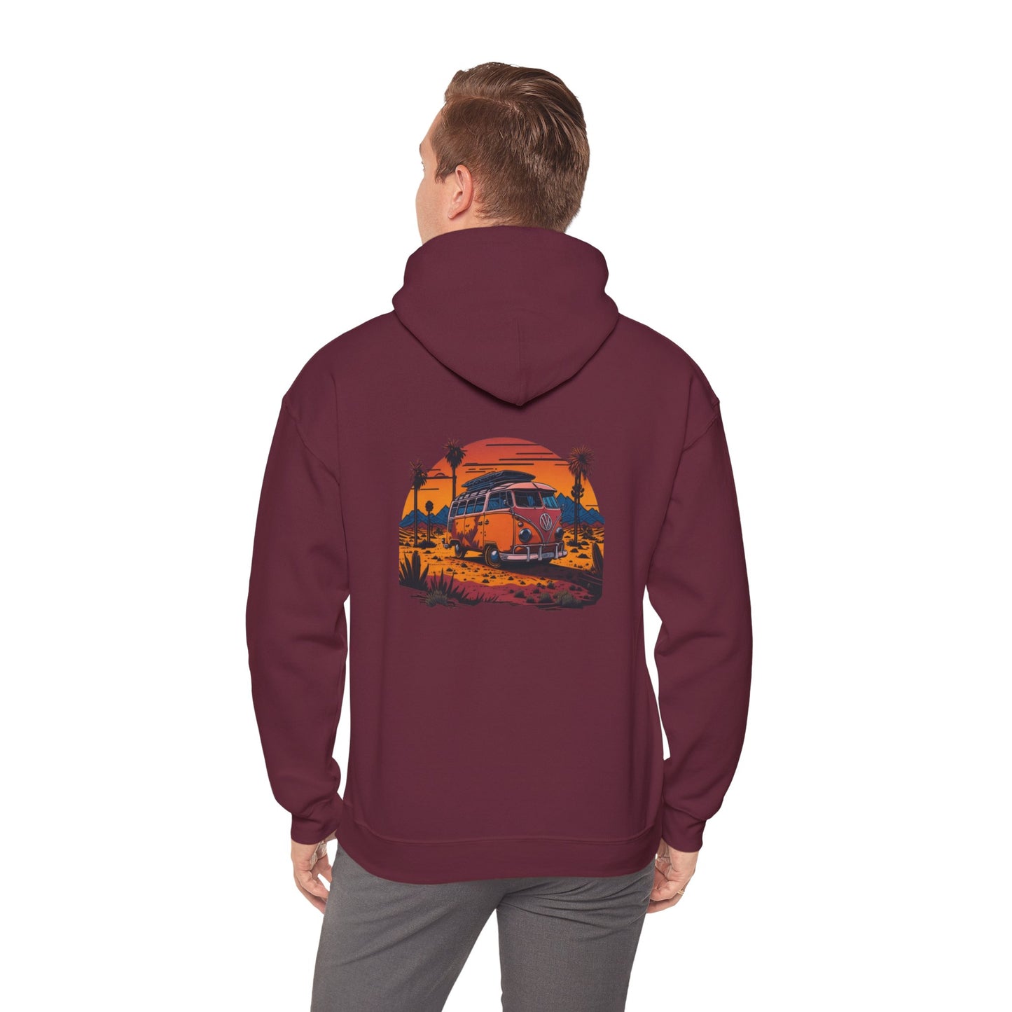 Retro Sunset Van Hoodie for Adventure Lovers, Cozy Sweatshirt, Beach Vibes Clothing, personalized Travel Gifts, Fall Fashion