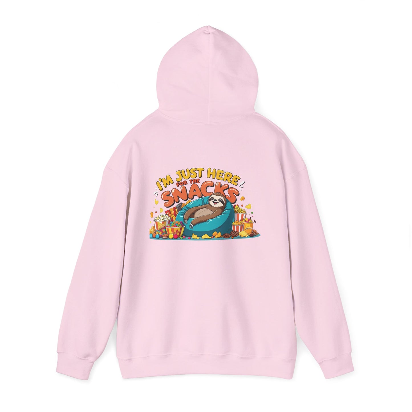 Funny Snack Lover Hoodie – I’m Just Here for the Snacks Unisex Sweatshirt for Foodies & Movie Nights
