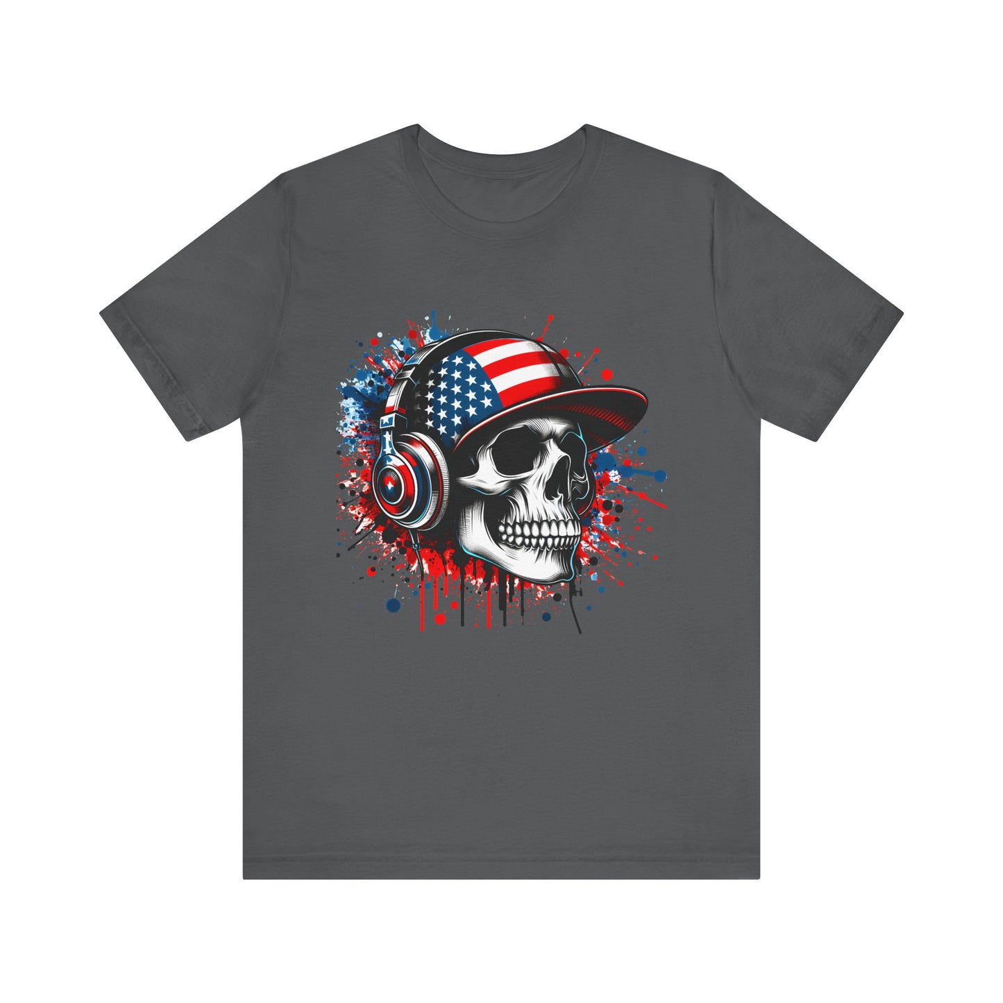 USA Skull Graphic Tee | Unisex Short Sleeve Shirt, Casual Wear, Music Lover Gift, Independence Day Tee, Streetwear Style