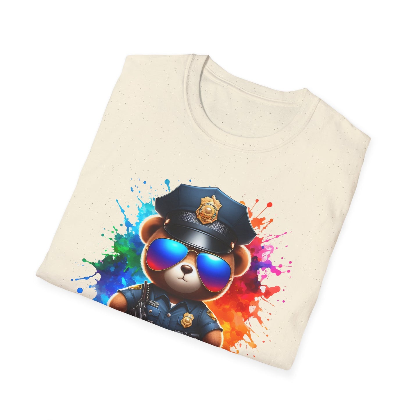 Police Bear Graphic T-Shirt, Cute animal tee, Unisex casual wear, Gift for animal lovers, Fun shirt for kids and adults