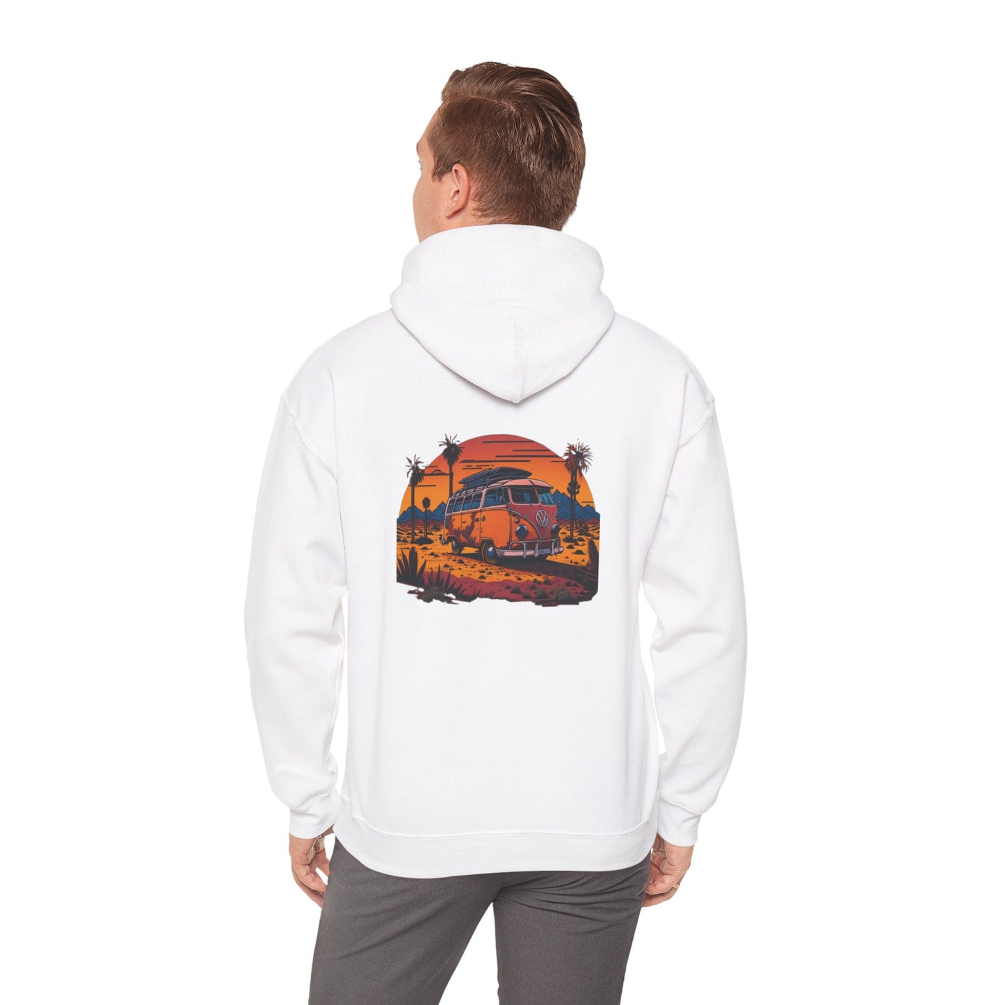 Retro Sunset Van Hoodie for Adventure Lovers, Cozy Sweatshirt, Beach Vibes Clothing, personalized Travel Gifts, Fall Fashion