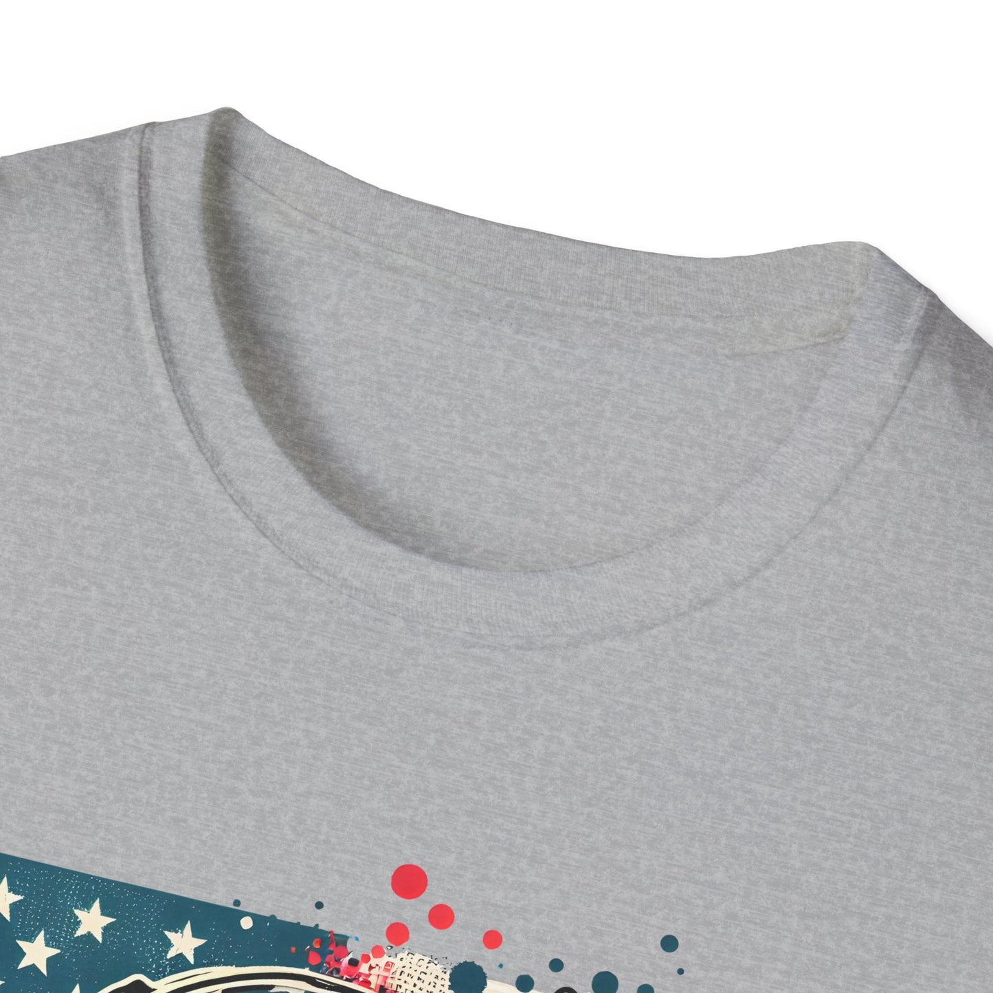 Patriotic Skull Graphic Tee, Unisex Softstyle T-Shirt, American Flag Shirt, Memorial Day Gift, Rocker Style Shirt, Casual Wear