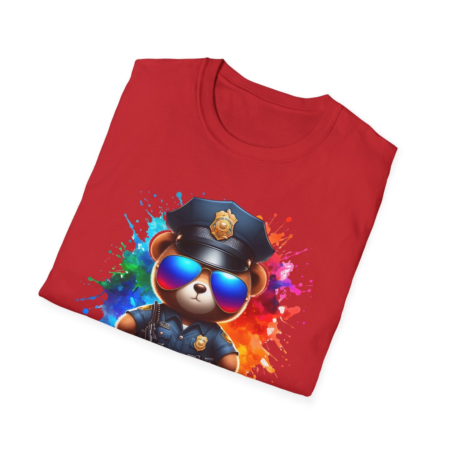 Police Bear Graphic T-Shirt, Cute animal tee, Unisex casual wear, Gift for animal lovers, Fun shirt for kids and adults