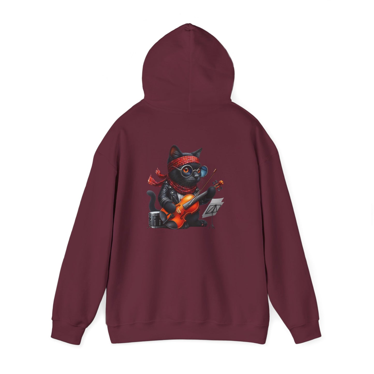 Rockin' Cat Hoodie Music Lover Gift, Cozy Casual Wear, Pet Lover Apparel