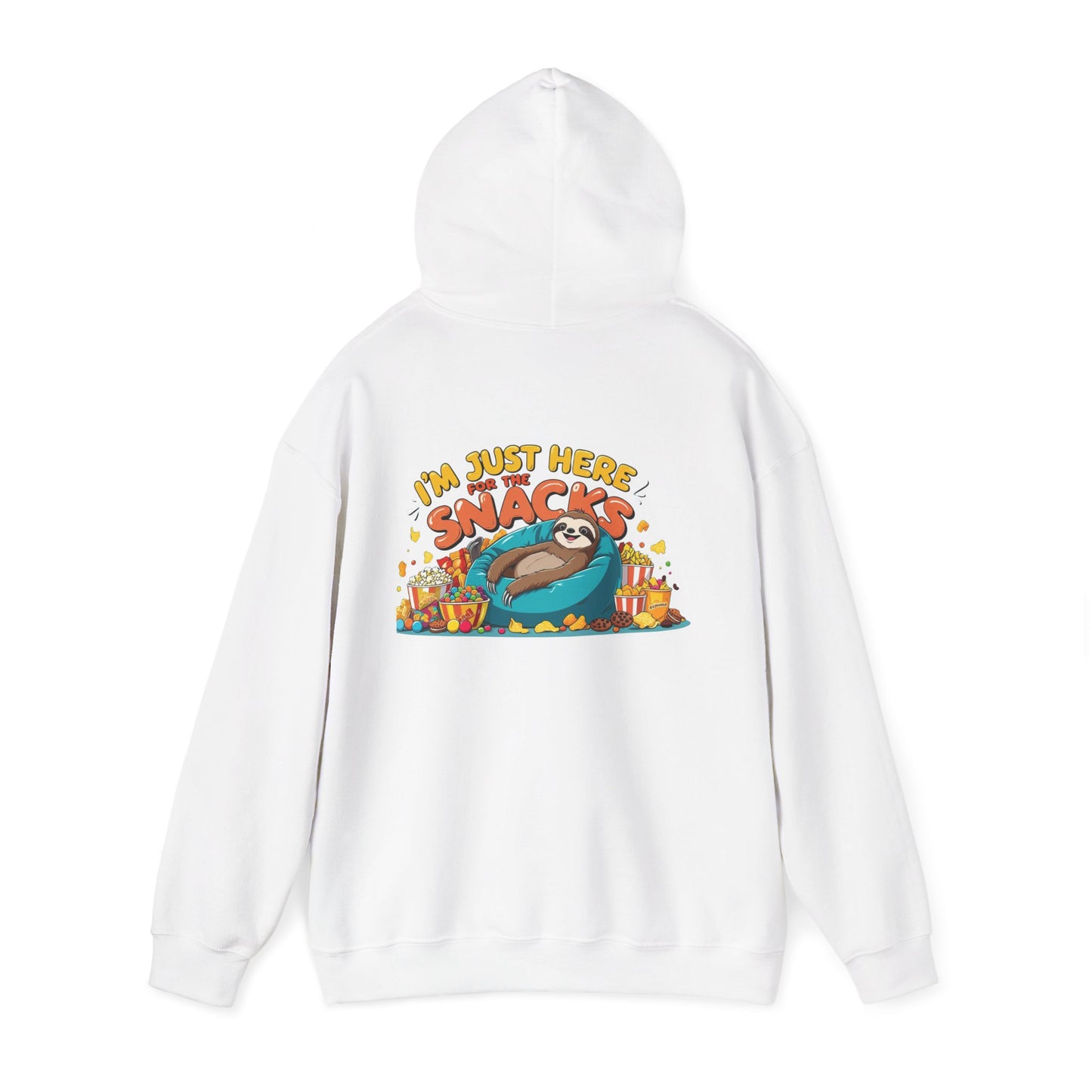 Funny Snack Lover Hoodie – I’m Just Here for the Snacks Unisex Sweatshirt for Foodies & Movie Nights