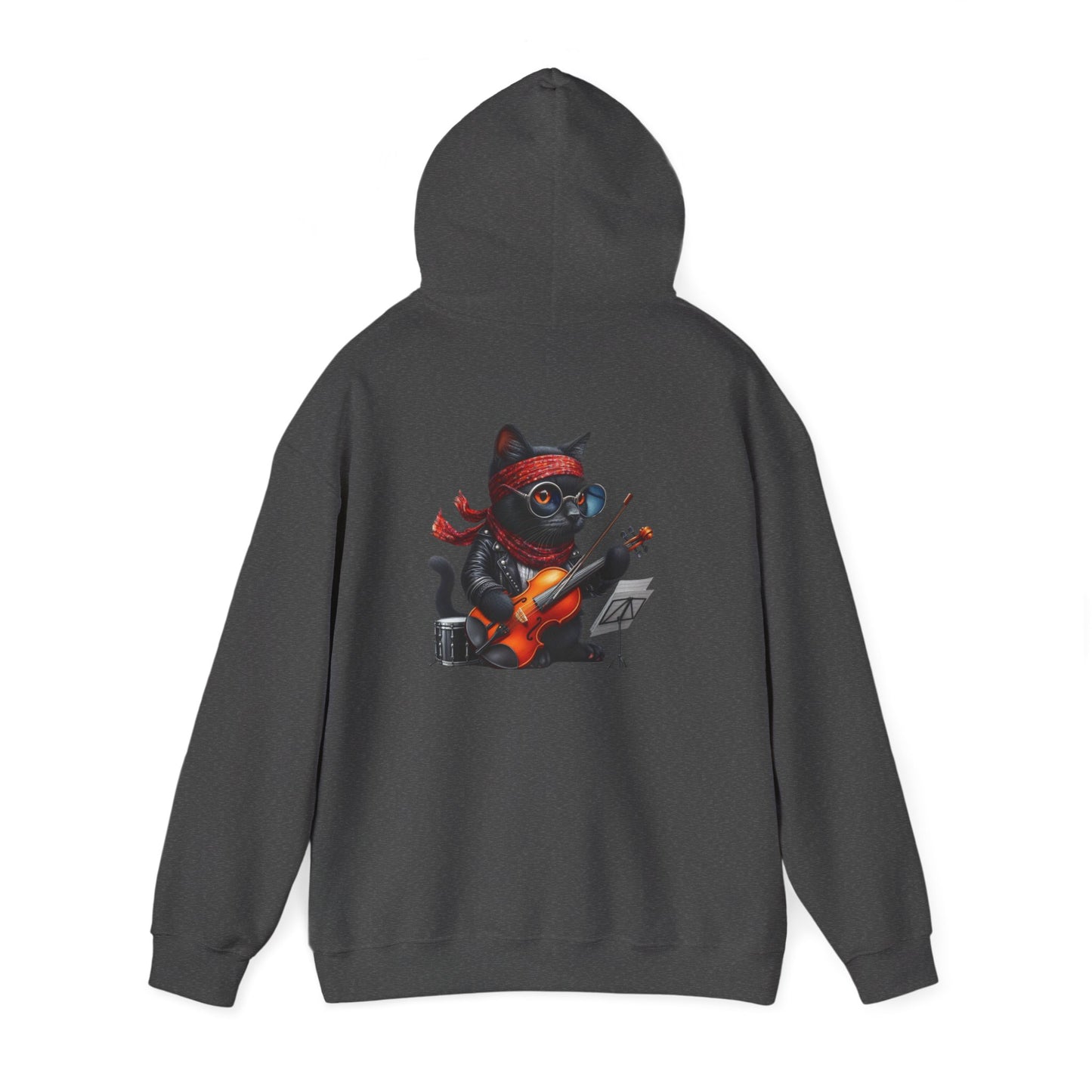Rockin' Cat Hoodie Music Lover Gift, Cozy Casual Wear, Pet Lover Apparel