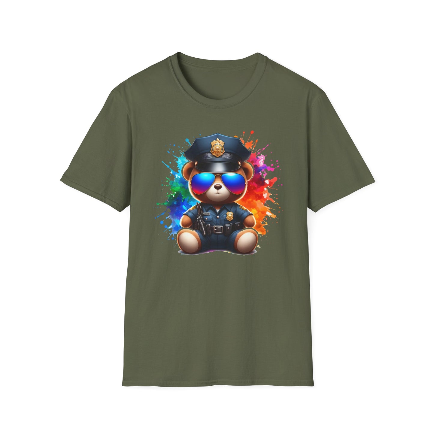Police Bear Graphic T-Shirt, Cute animal tee, Unisex casual wear, Gift for animal lovers, Fun shirt for kids and adults
