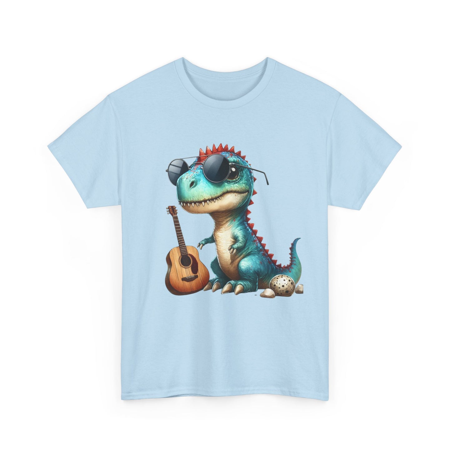Cool Dinosaur Graphic Tee for Kids, Fun Gift for Birthdays, Retro Style Cotton T-Shirt, Music Lover's Merchandise, Playful Summer Wear