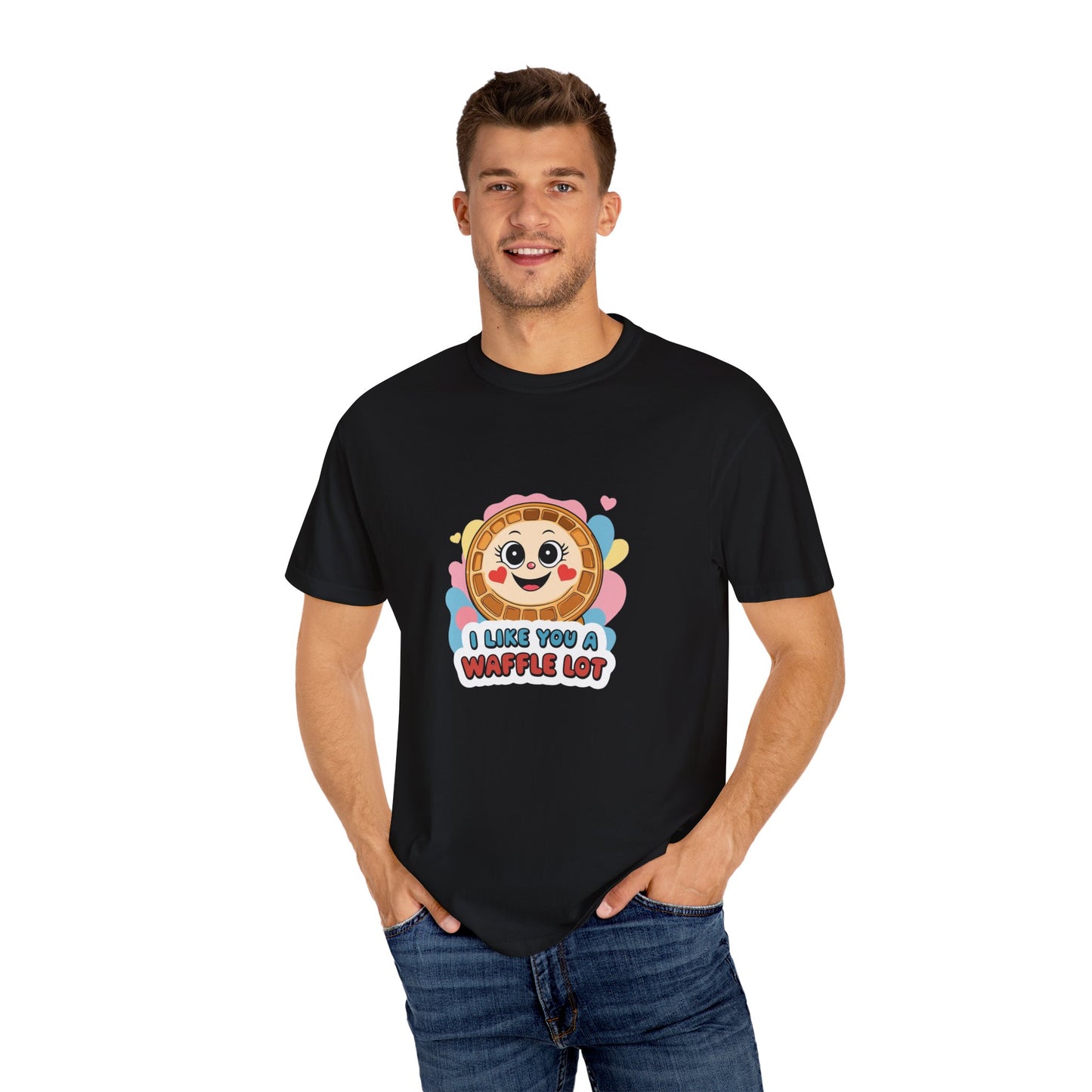 Playful Waffle Love T-Shirt | Funny Gift for Food Lovers, Cute Waffle Tee, Fun Casual Wear, Unisex, Valentine's Day