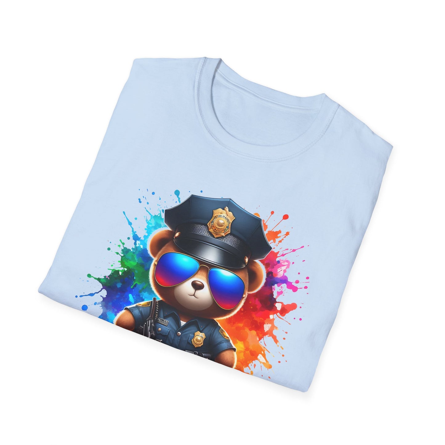 Police Bear Graphic T-Shirt, Cute animal tee, Unisex casual wear, Gift for animal lovers, Fun shirt for kids and adults