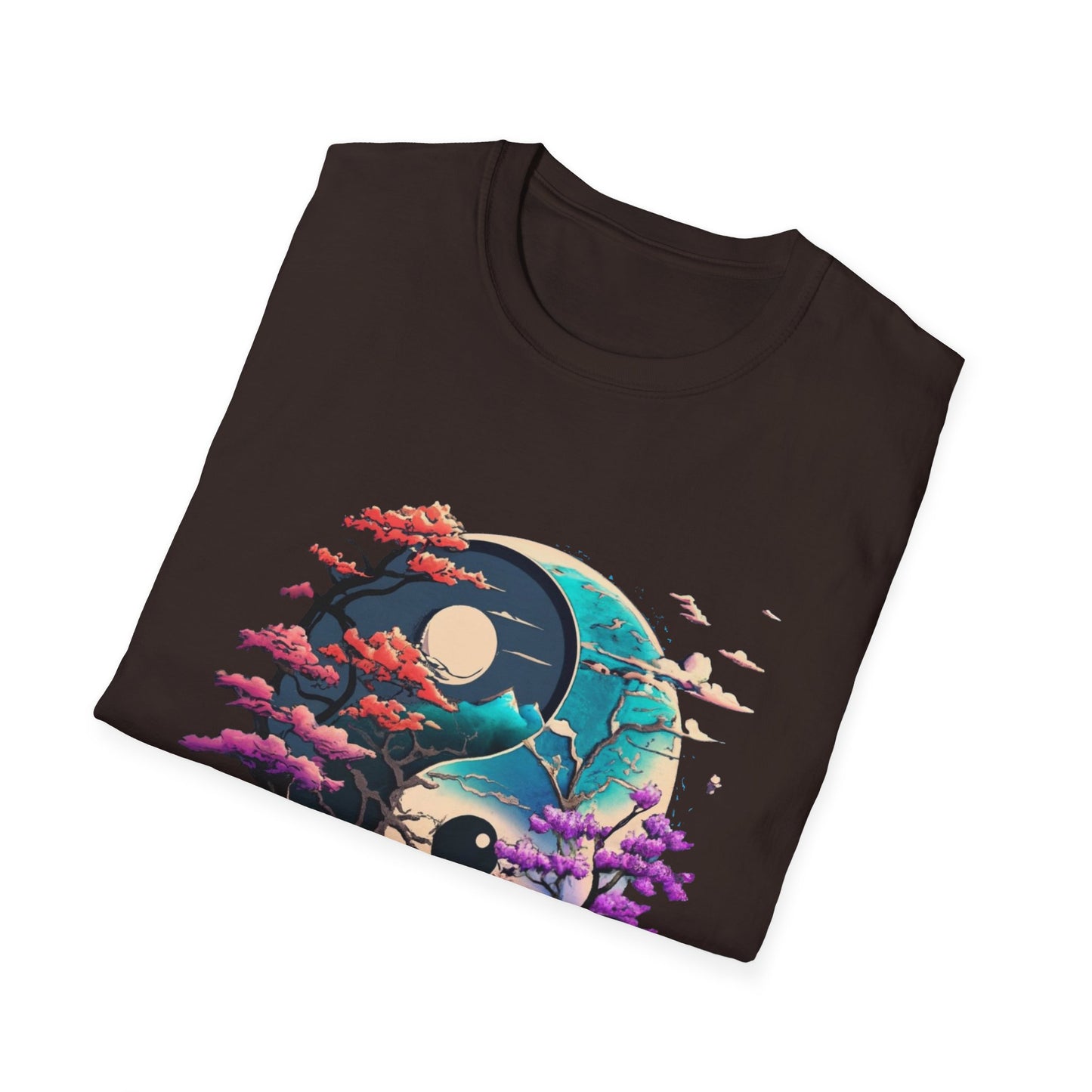 Yin Yang Nature T-Shirt - Unisex Softstyle Tee, Graphic Tee, Casual Wear, Eco-Friendly Gift, Meditation Top, Tree Love Shirt