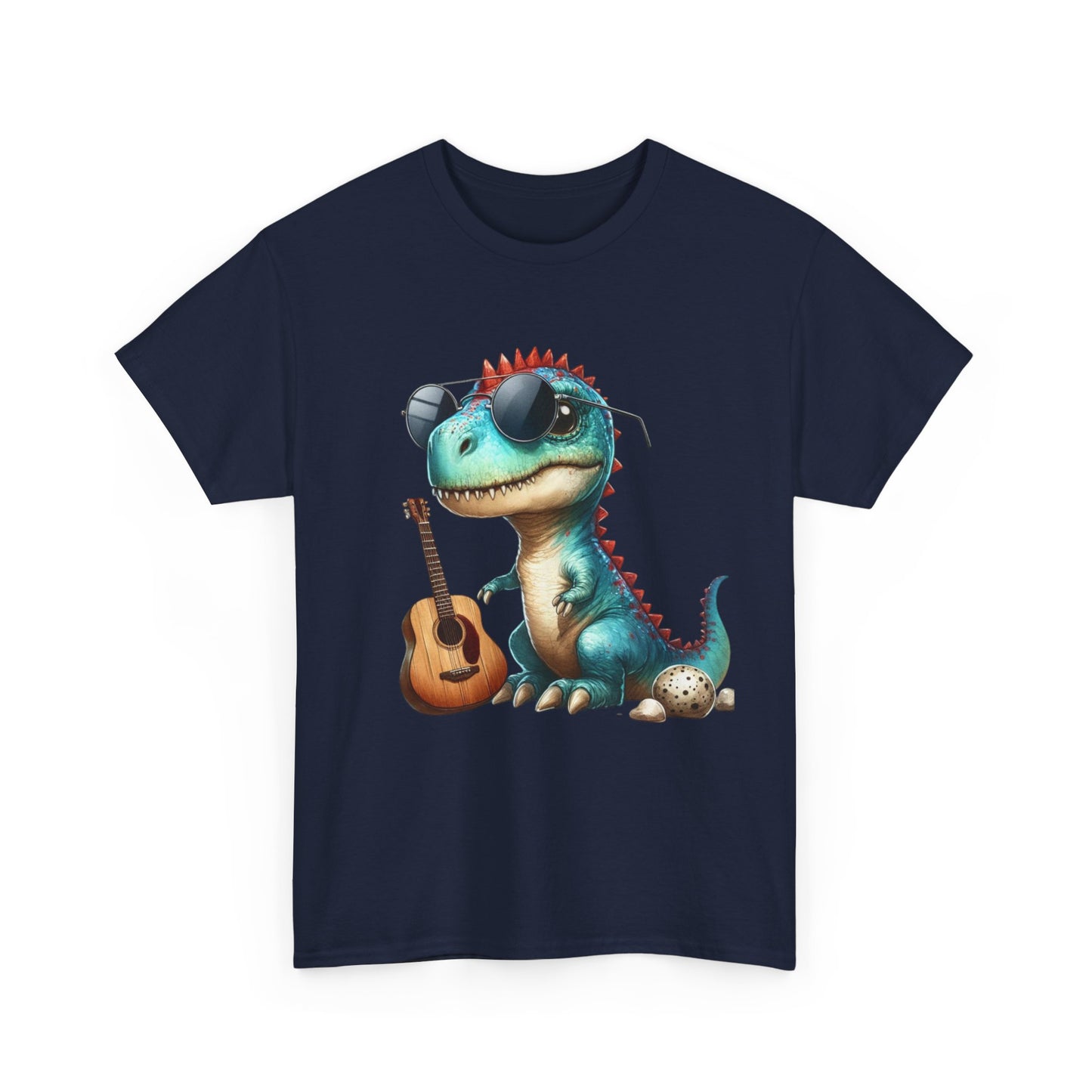 Cool Dinosaur Graphic Tee for Kids, Fun Gift for Birthdays, Retro Style Cotton T-Shirt, Music Lover's Merchandise, Playful Summer Wear