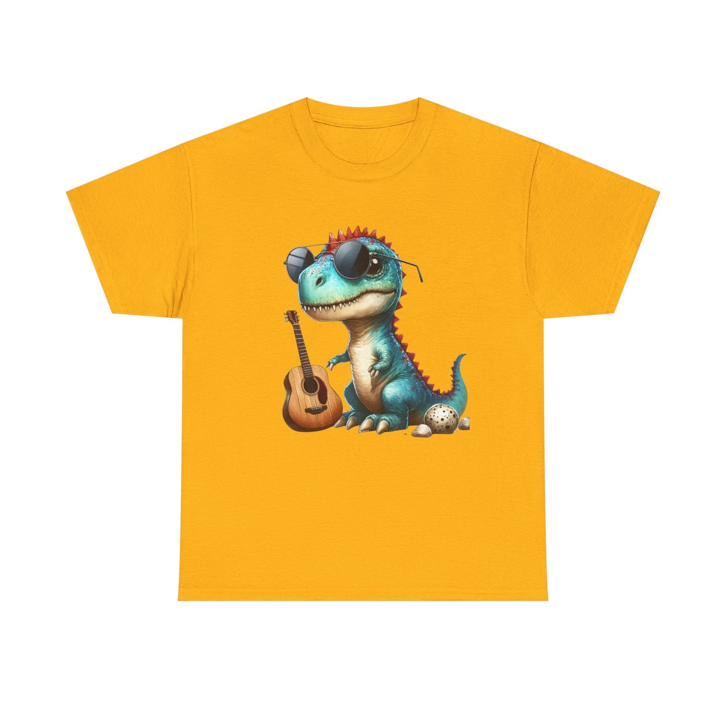 Cool Dinosaur Graphic Tee for Kids, Fun Gift for Birthdays, Retro Style Cotton T-Shirt, Music Lover's Merchandise, Playful Summer Wear