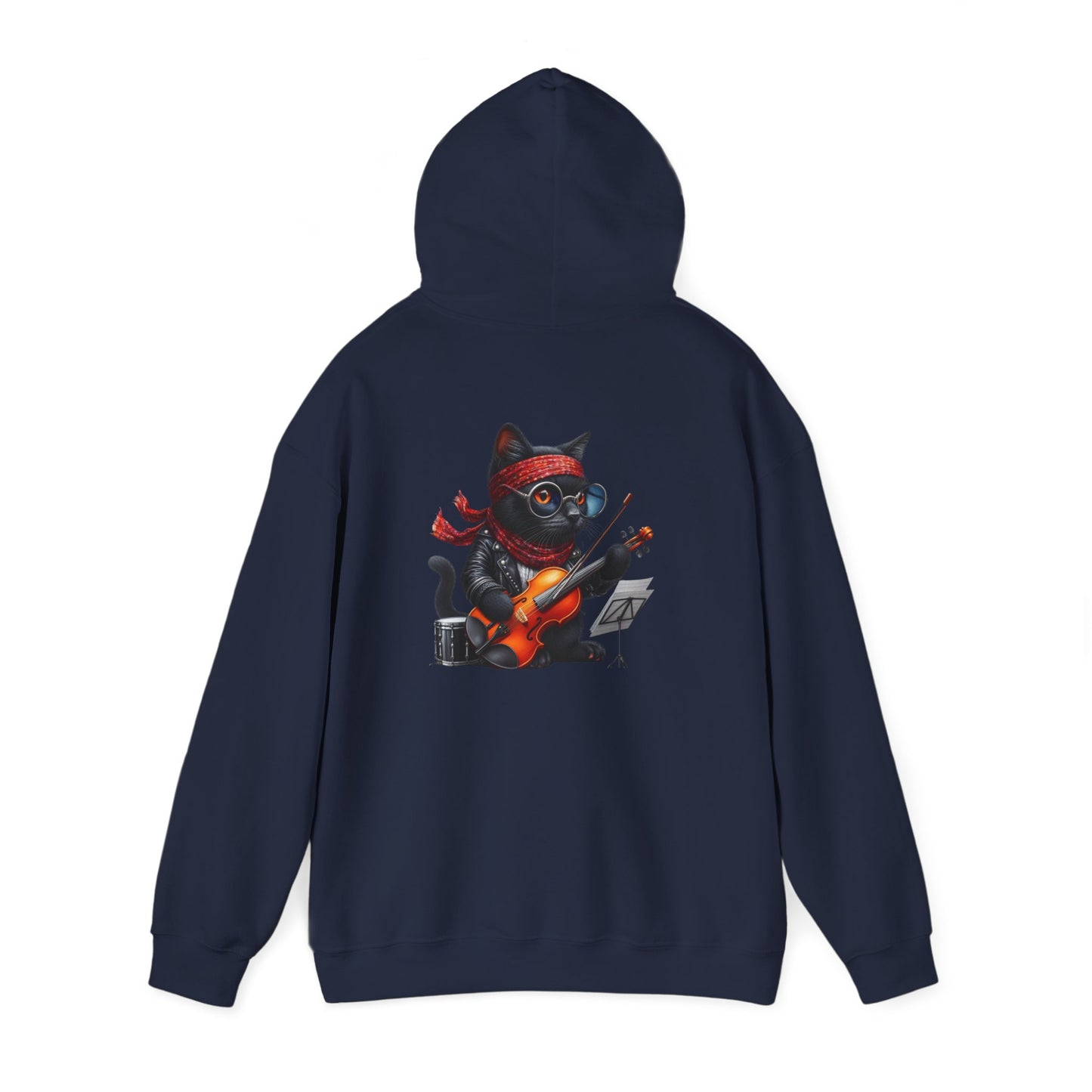 Rockin' Cat Hoodie Music Lover Gift, Cozy Casual Wear, Pet Lover Apparel