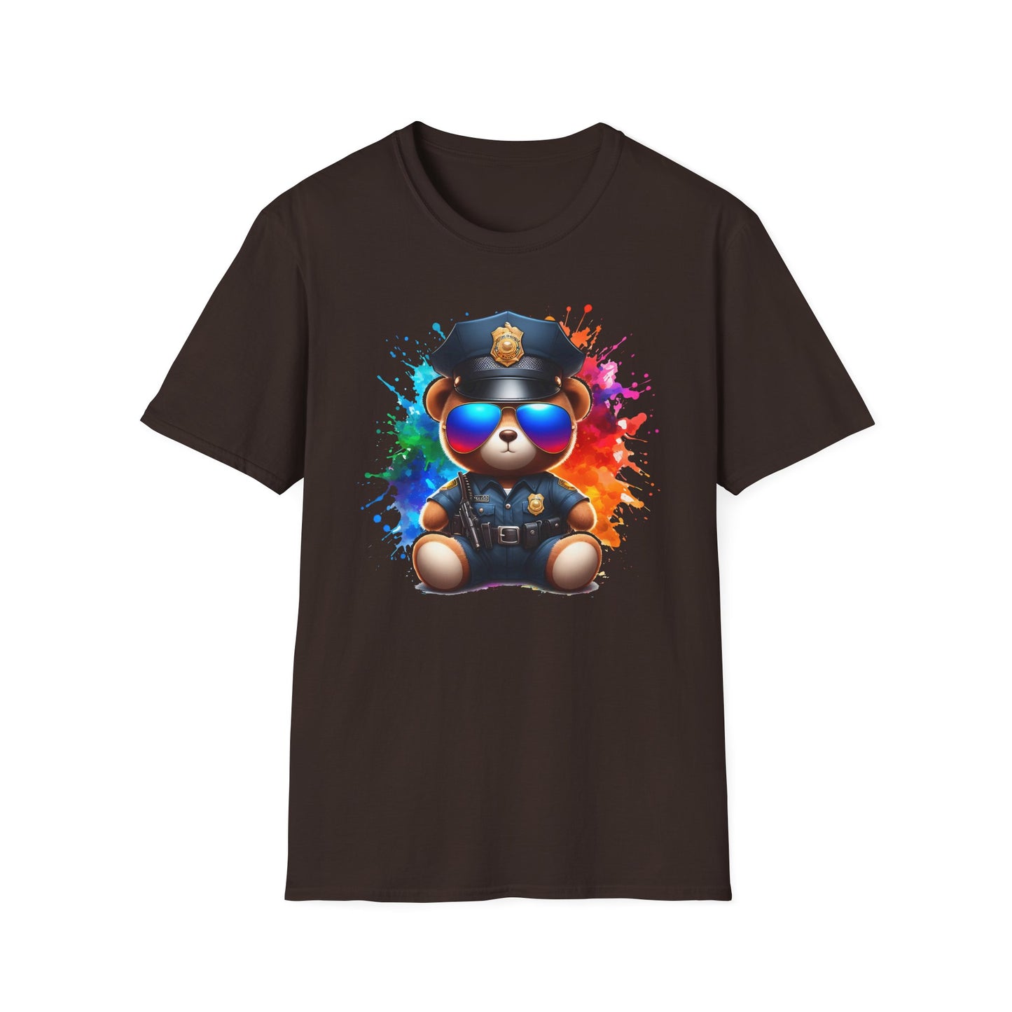 Police Bear Graphic T-Shirt, Cute animal tee, Unisex casual wear, Gift for animal lovers, Fun shirt for kids and adults