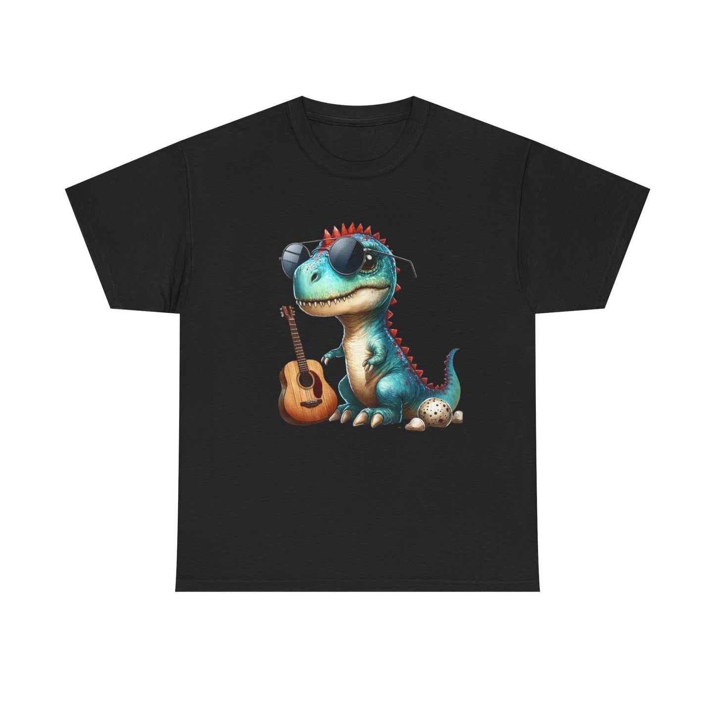 Cool Dinosaur Graphic Tee for Kids, Fun Gift for Birthdays, Retro Style Cotton T-Shirt, Music Lover's Merchandise, Playful Summer Wear
