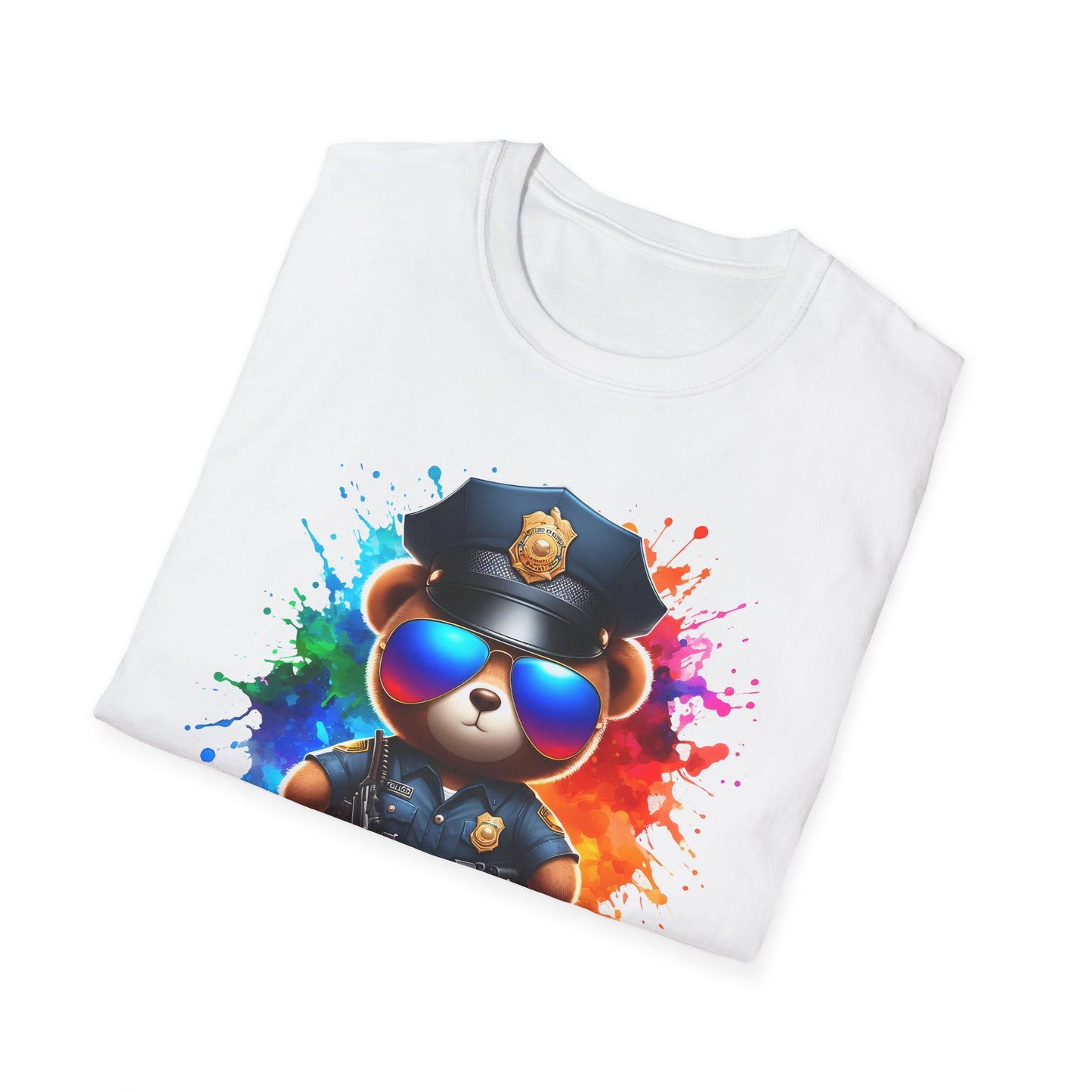 Police Bear Graphic T-Shirt, Cute animal tee, Unisex casual wear, Gift for animal lovers, Fun shirt for kids and adults