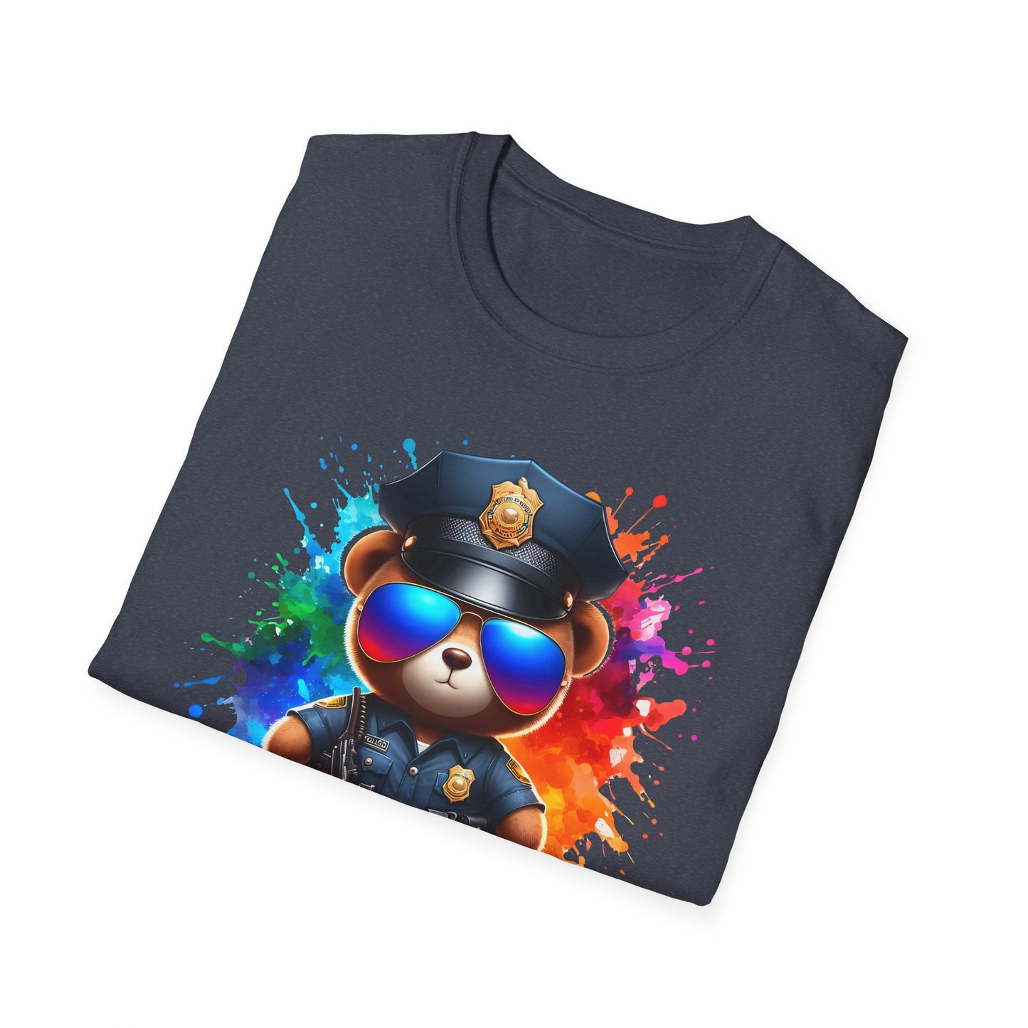Police Bear Graphic T-Shirt, Cute animal tee, Unisex casual wear, Gift for animal lovers, Fun shirt for kids and adults
