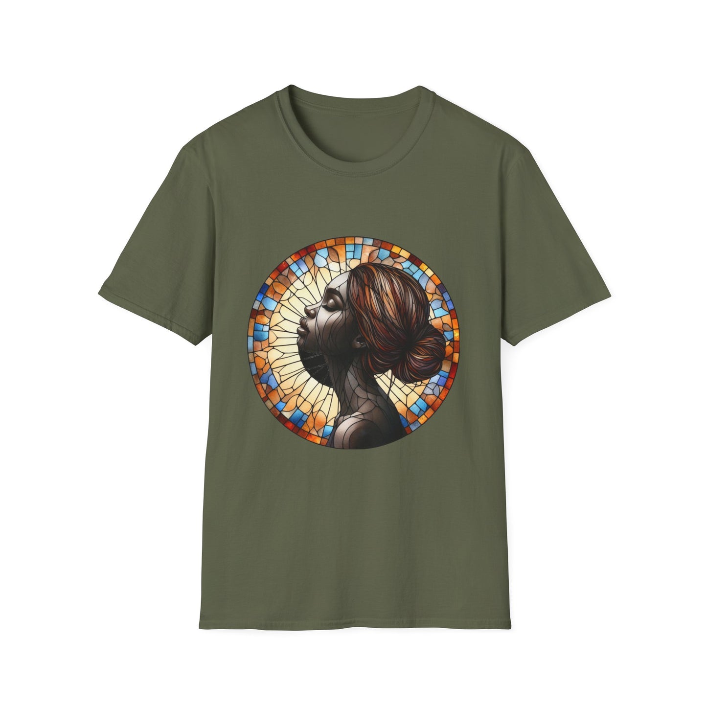 Stained Glass Portrait T-Shirt, Unisex Tee, Artistic Tee, Boho Fashion, Unique Gift, Self-Love Art