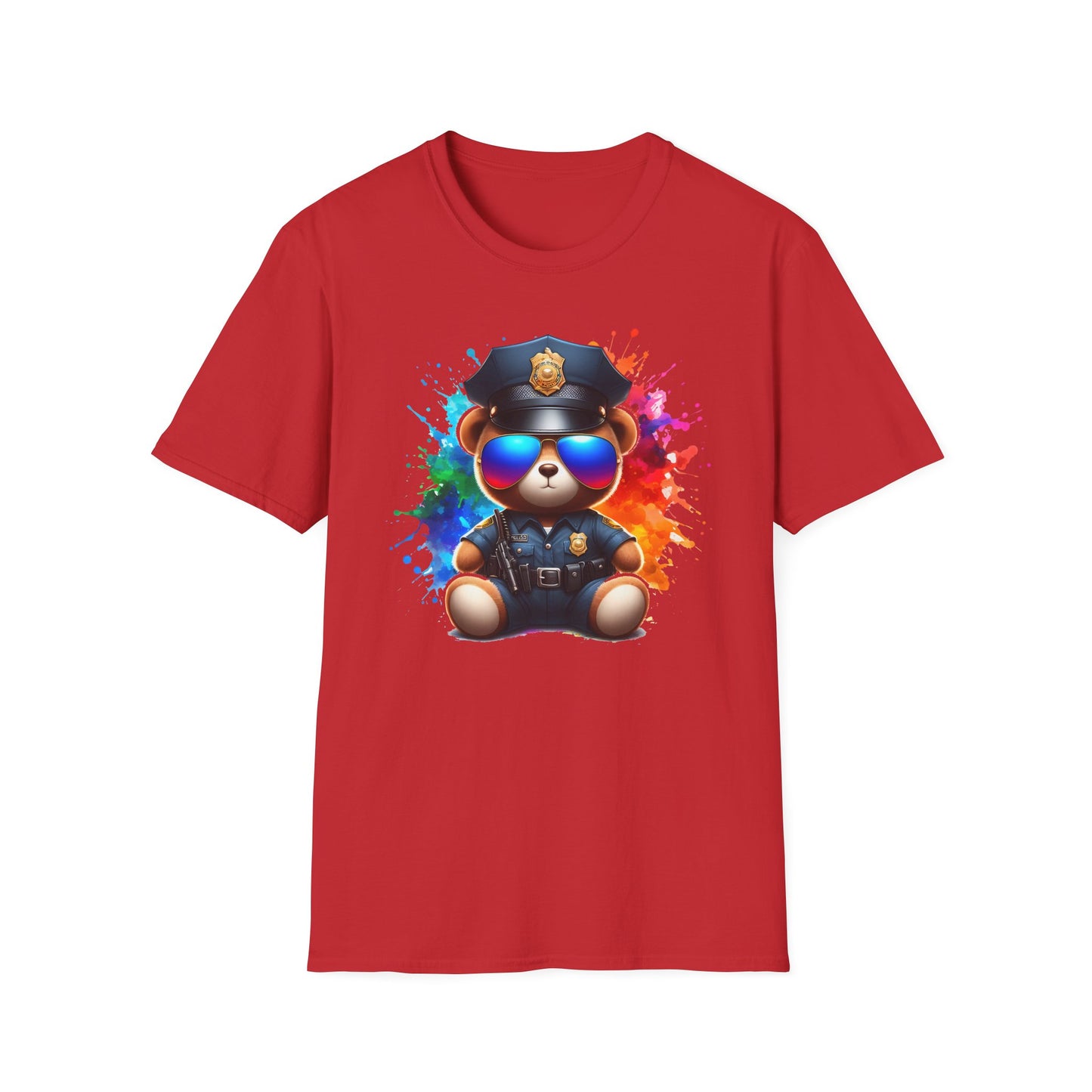 Police Bear Graphic T-Shirt, Cute animal tee, Unisex casual wear, Gift for animal lovers, Fun shirt for kids and adults