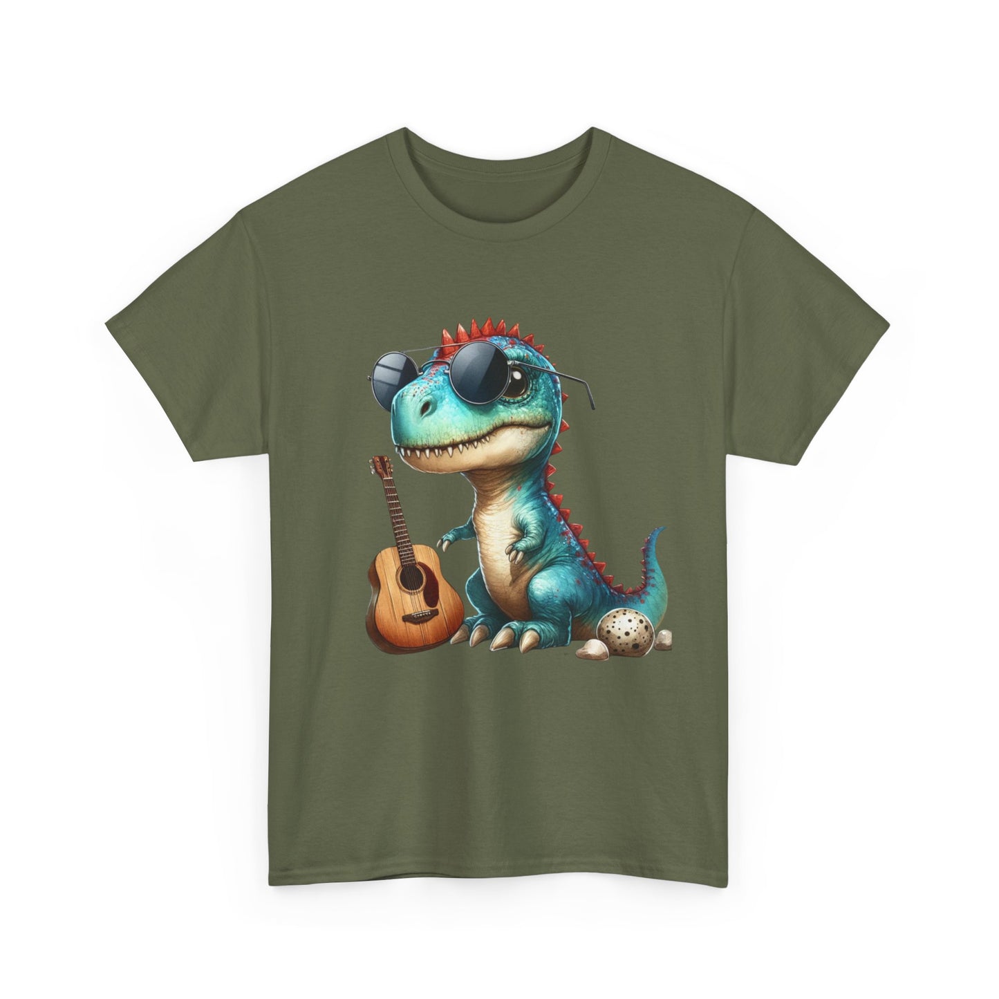 Cool Dinosaur Graphic Tee for Kids, Fun Gift for Birthdays, Retro Style Cotton T-Shirt, Music Lover's Merchandise, Playful Summer Wear