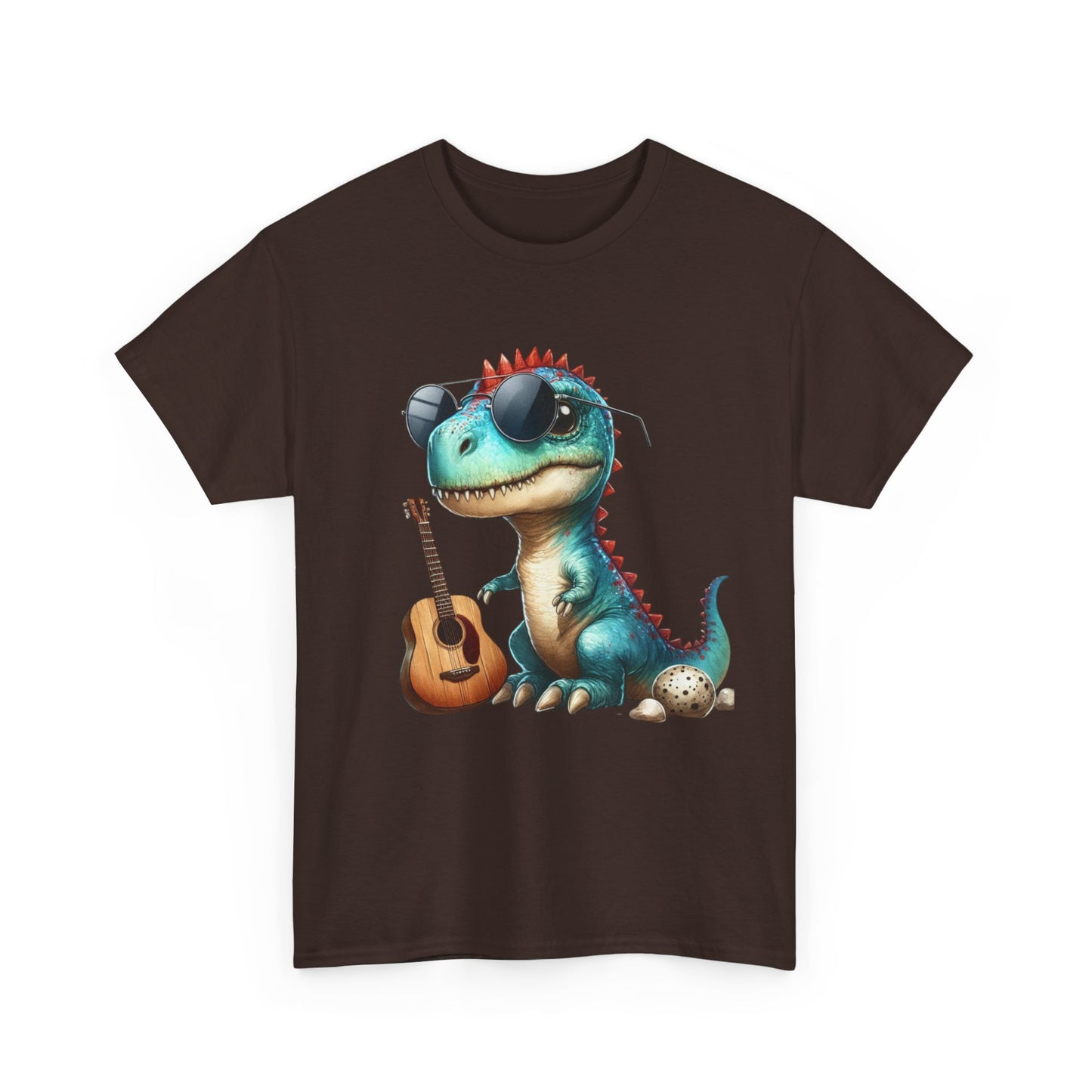 Cool Dinosaur Graphic Tee for Kids, Fun Gift for Birthdays, Retro Style Cotton T-Shirt, Music Lover's Merchandise, Playful Summer Wear