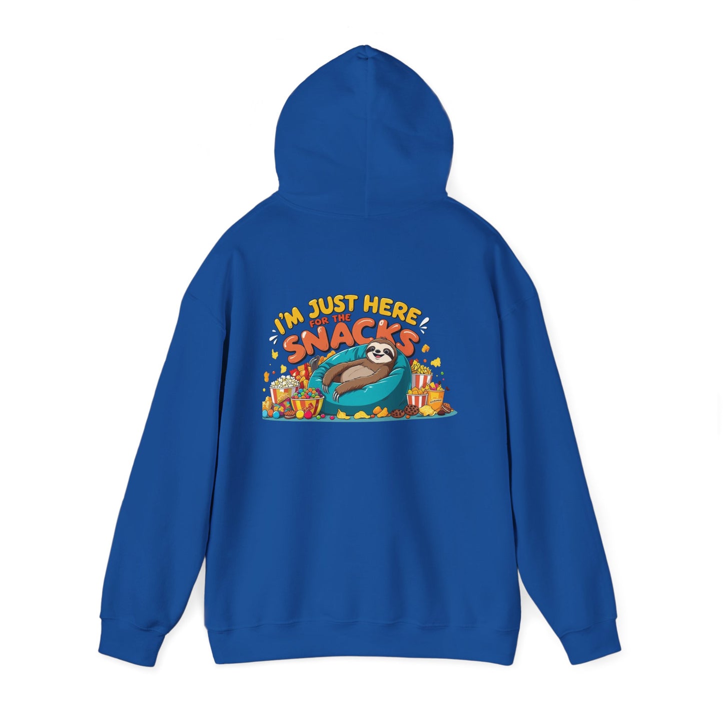 Funny Snack Lover Hoodie – I’m Just Here for the Snacks Unisex Sweatshirt for Foodies & Movie Nights