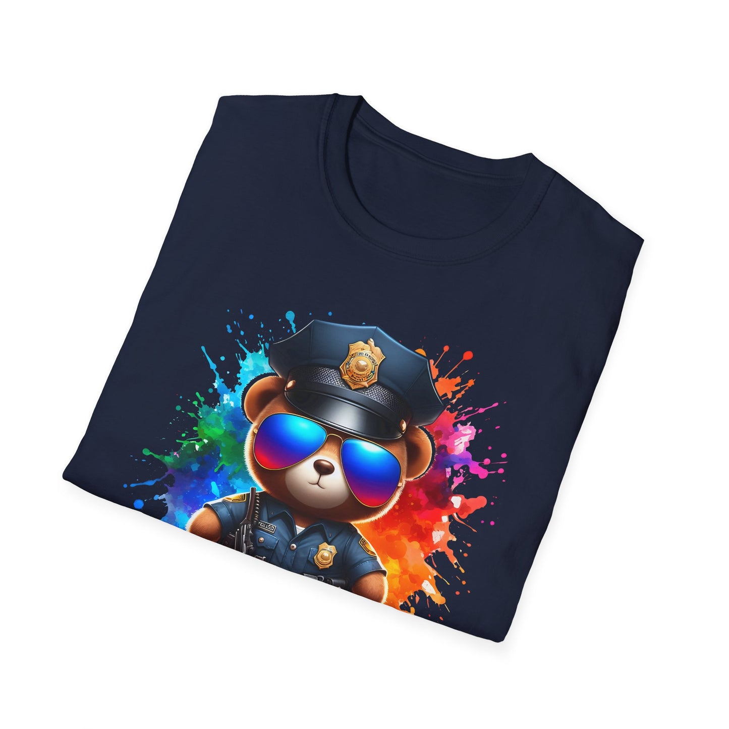 Police Bear Graphic T-Shirt, Cute animal tee, Unisex casual wear, Gift for animal lovers, Fun shirt for kids and adults