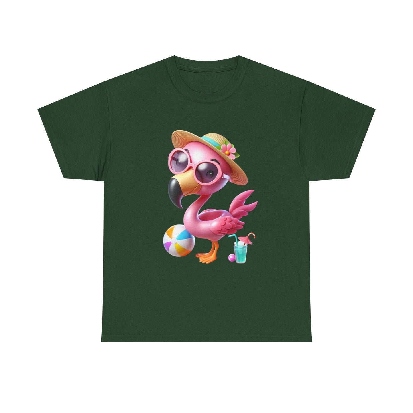 Tropical Flamingo Tee, Summer T-Shirt, Beach Shirt, Gift for Vacation Lovers, Cute Floral Graphic Shirt, Unisex Casual Wear