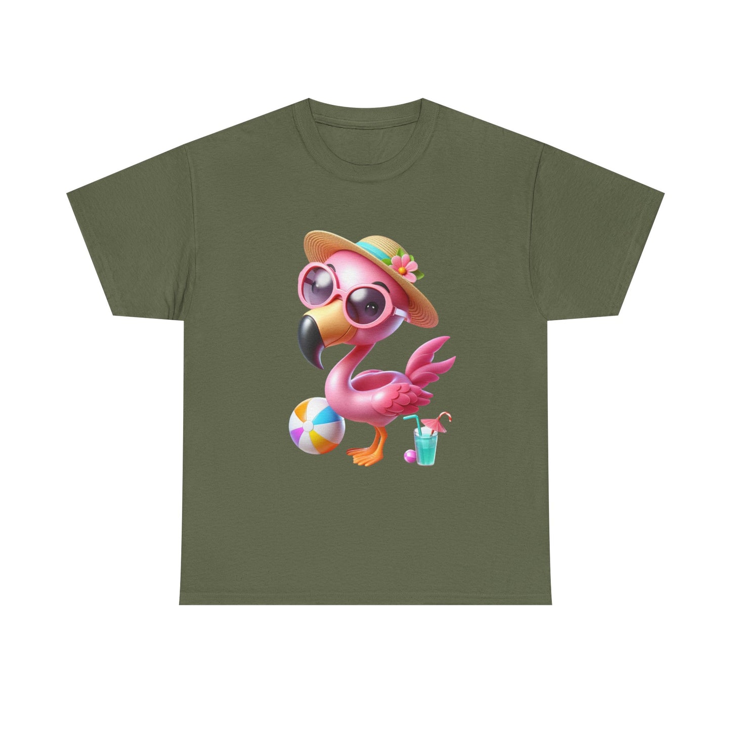 Tropical Flamingo Tee, Summer T-Shirt, Beach Shirt, Gift for Vacation Lovers, Cute Floral Graphic Shirt, Unisex Casual Wear