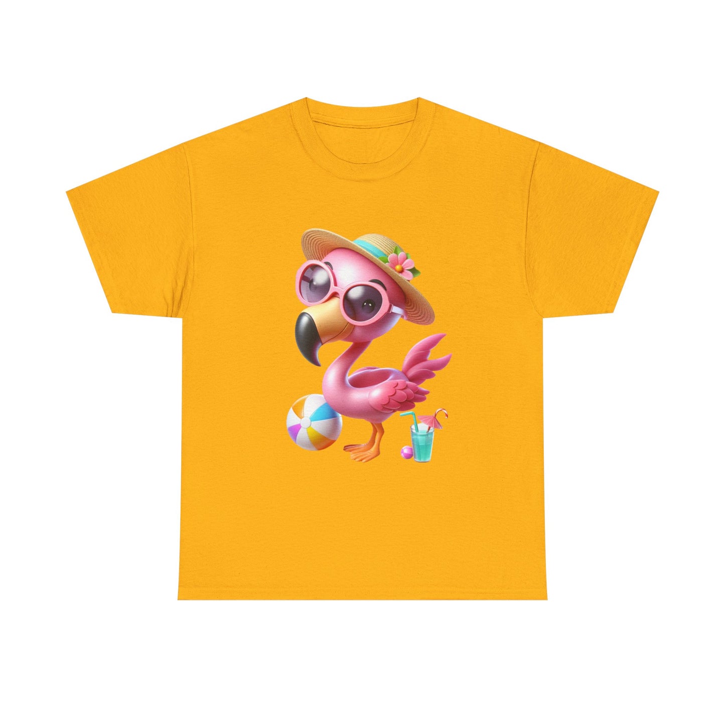 Tropical Flamingo Tee, Summer T-Shirt, Beach Shirt, Gift for Vacation Lovers, Cute Floral Graphic Shirt, Unisex Casual Wear