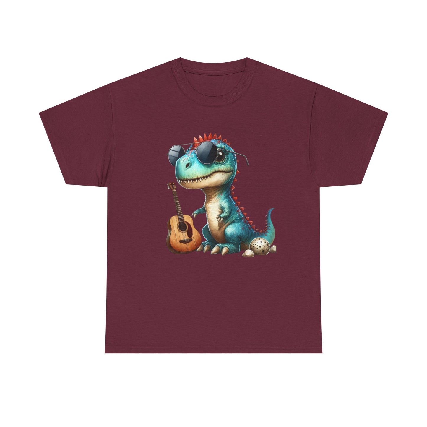 Cool Dinosaur Graphic Tee for Kids, Fun Gift for Birthdays, Retro Style Cotton T-Shirt, Music Lover's Merchandise, Playful Summer Wear