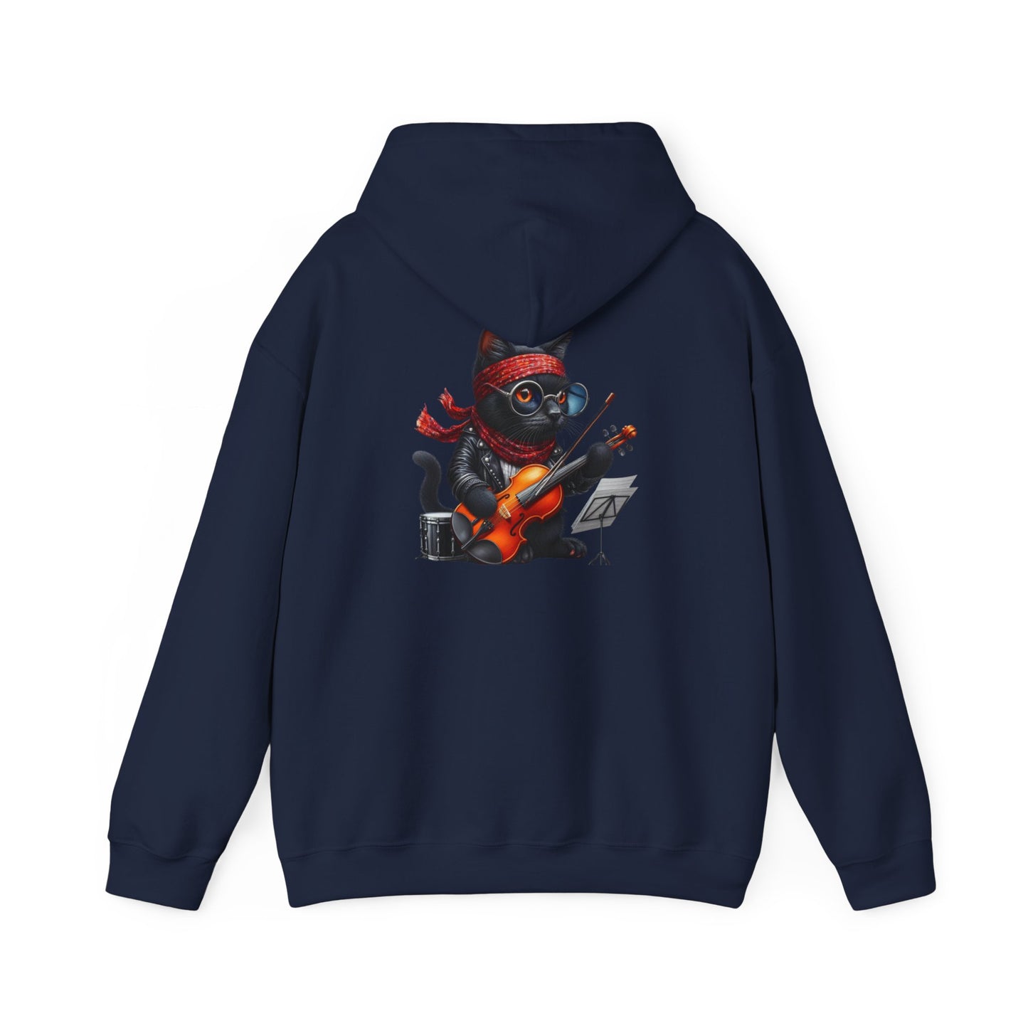 Rockin' Cat Hoodie Music Lover Gift, Cozy Casual Wear, Pet Lover Apparel