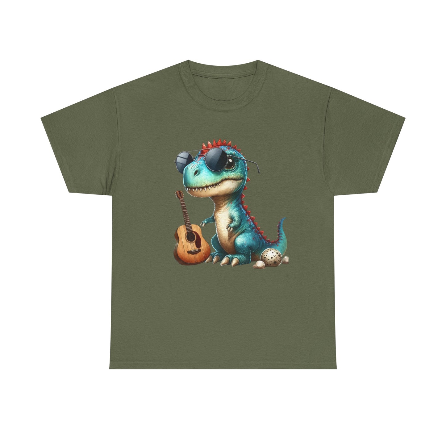 Cool Dinosaur Graphic Tee for Kids, Fun Gift for Birthdays, Retro Style Cotton T-Shirt, Music Lover's Merchandise, Playful Summer Wear