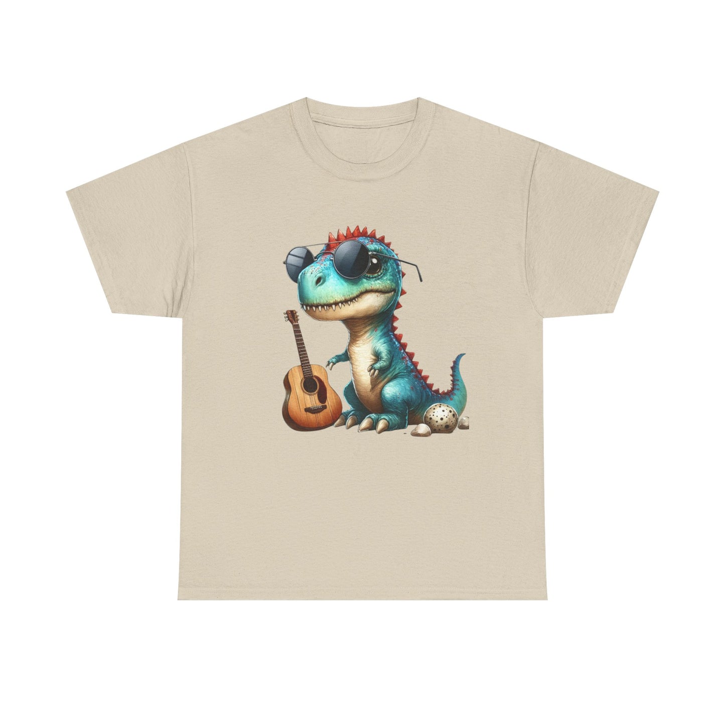 Cool Dinosaur Graphic Tee for Kids, Fun Gift for Birthdays, Retro Style Cotton T-Shirt, Music Lover's Merchandise, Playful Summer Wear