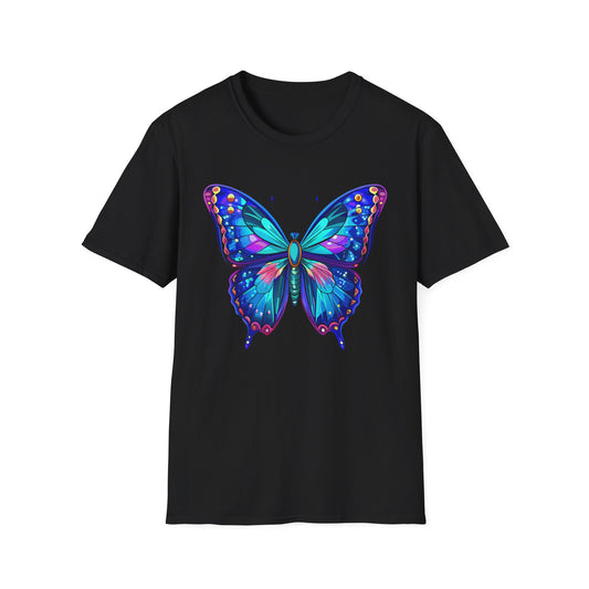 Butterfly Dreams Unisex Softstyle T-Shirt, Colorful Graphic Tee, Butterfly Shirt, Nature Lover Gift, Casual Wear, Unique Art T-Shirt