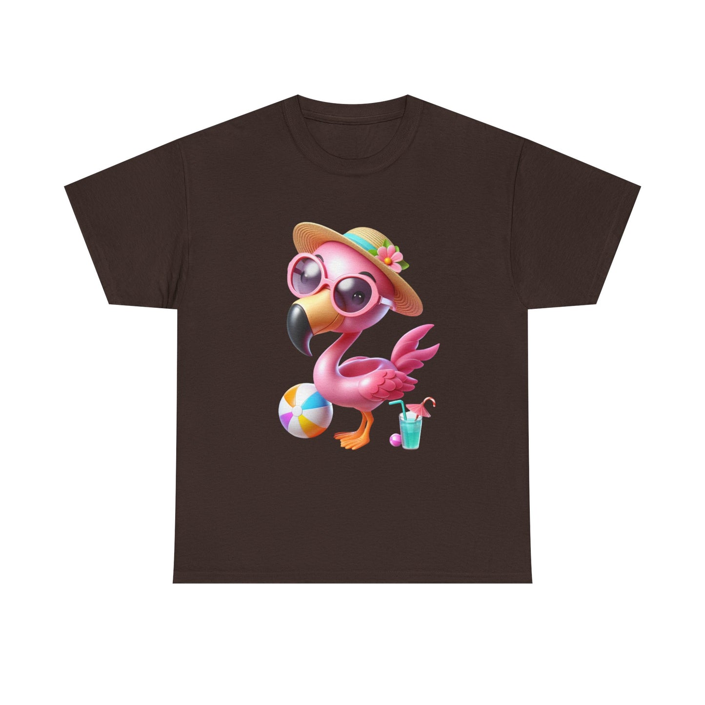 Tropical Flamingo Tee, Summer T-Shirt, Beach Shirt, Gift for Vacation Lovers, Cute Floral Graphic Shirt, Unisex Casual Wear