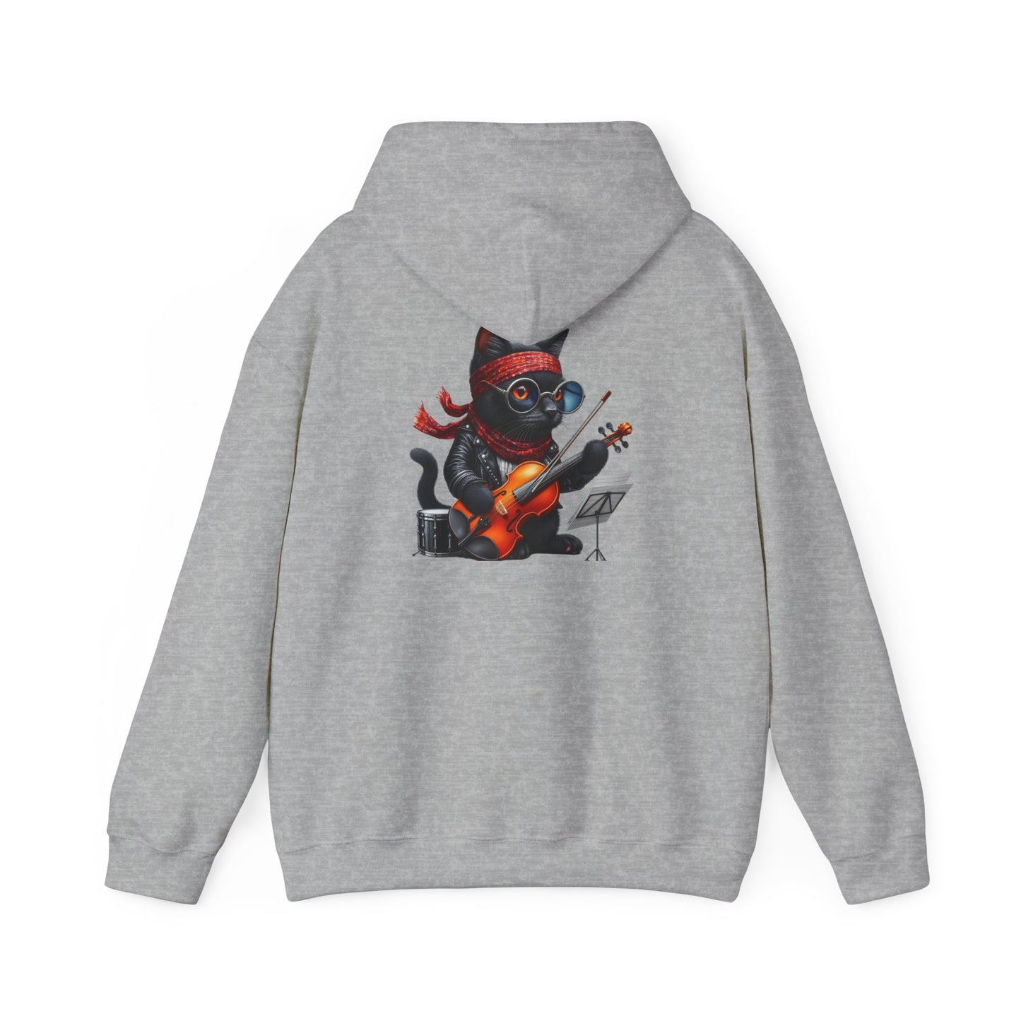 Rockin' Cat Hoodie  Music Lover Gift, Cozy Casual Wear, Pet Lover Apparel