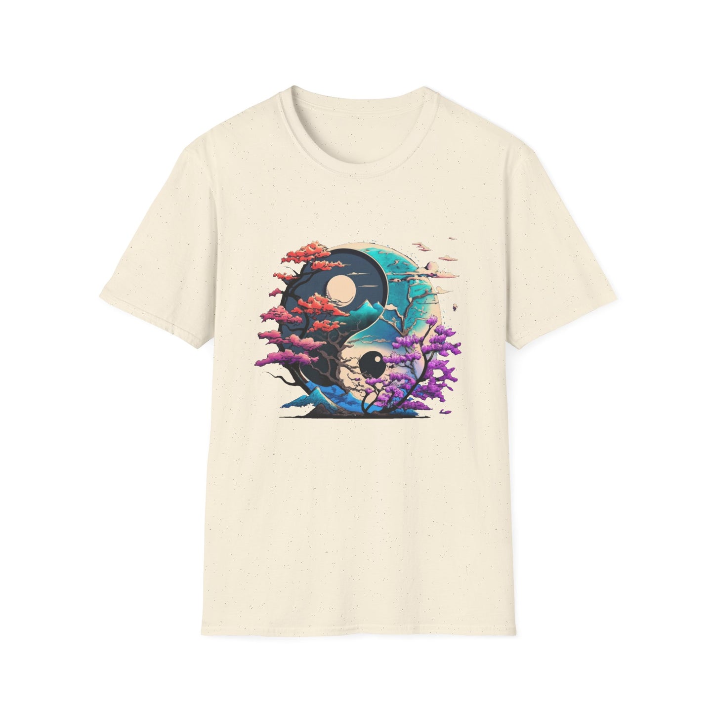 Yin Yang Nature T-Shirt - Unisex Softstyle Tee, Graphic Tee, Casual Wear, Eco-Friendly Gift, Meditation Top, Tree Love Shirt