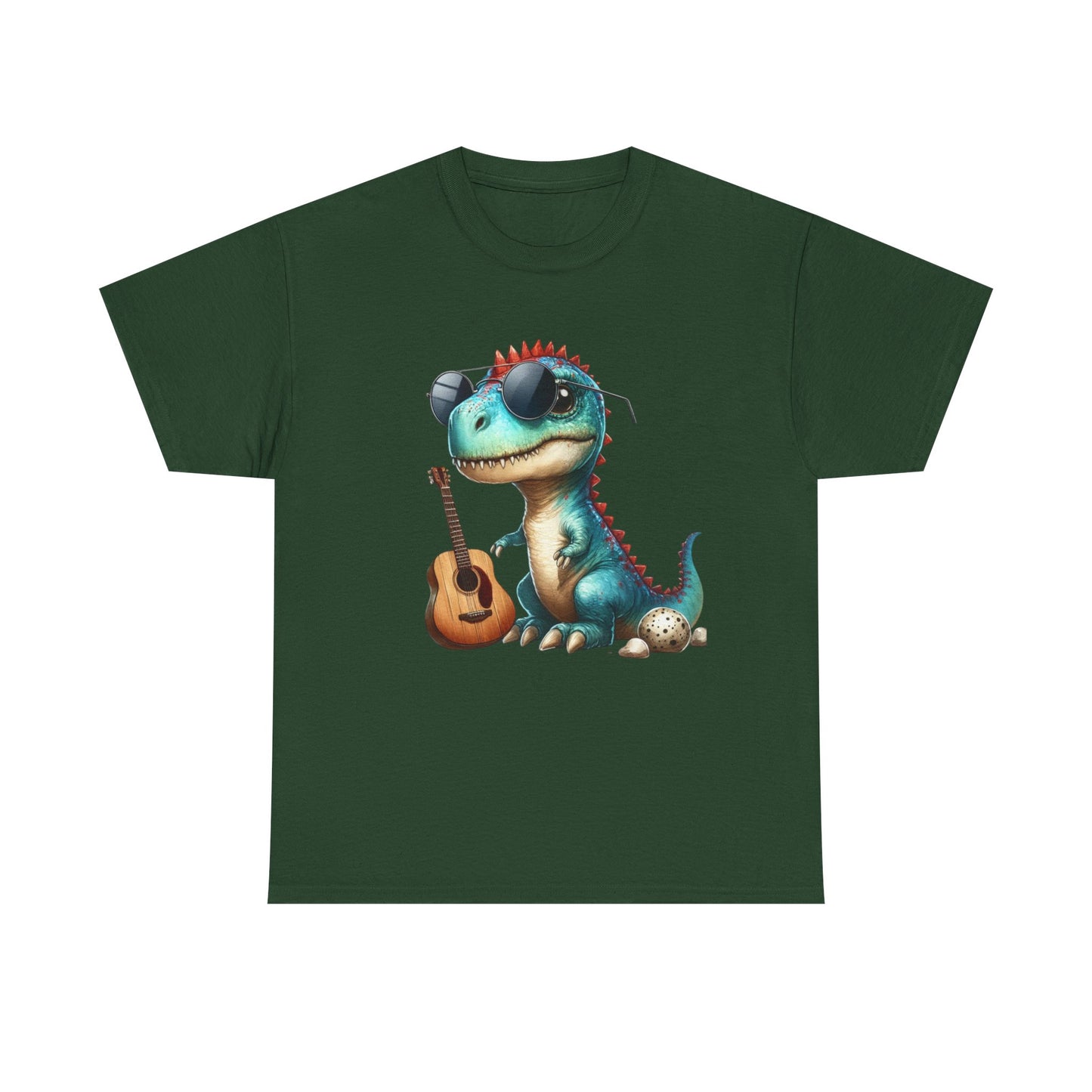 Cool Dinosaur Graphic Tee for Kids, Fun Gift for Birthdays, Retro Style Cotton T-Shirt, Music Lover's Merchandise, Playful Summer Wear