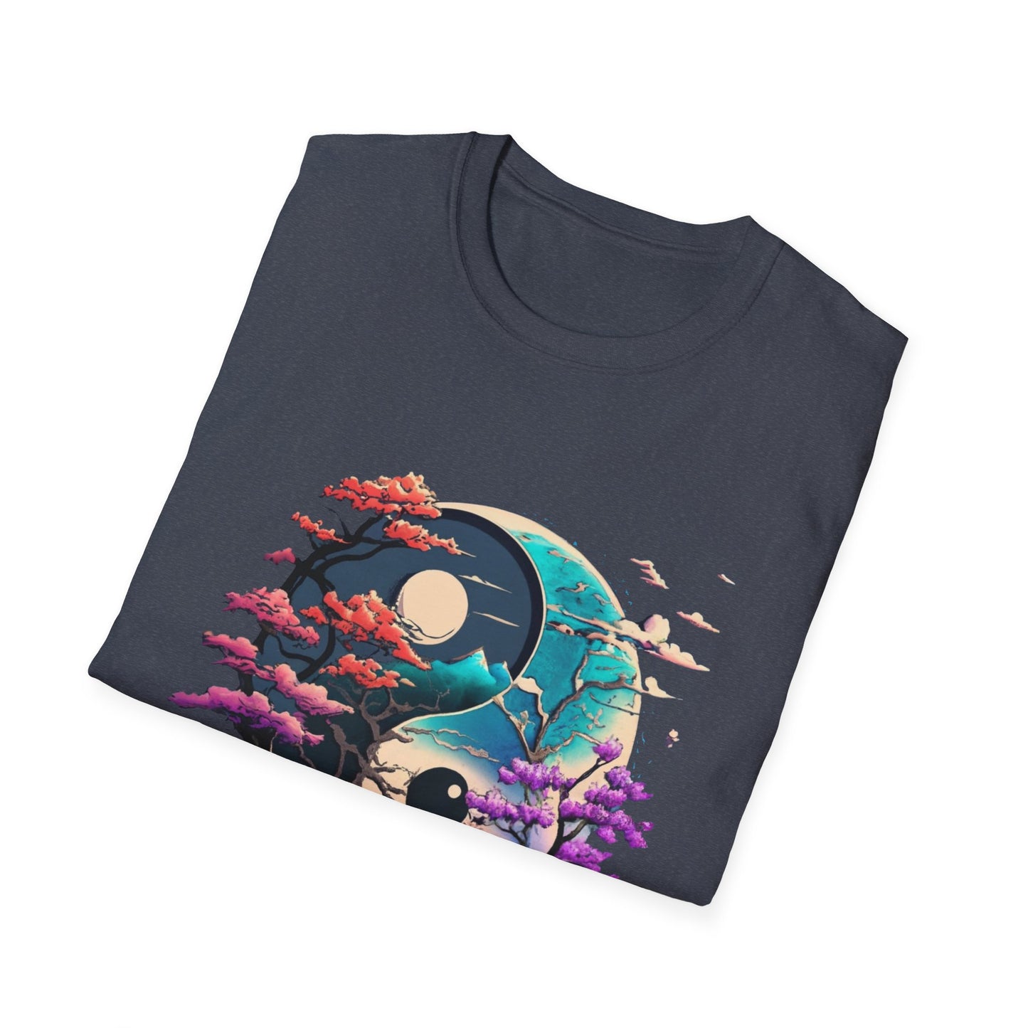 Yin Yang Nature T-Shirt - Unisex Softstyle Tee, Graphic Tee, Casual Wear, Eco-Friendly Gift, Meditation Top, Tree Love Shirt
