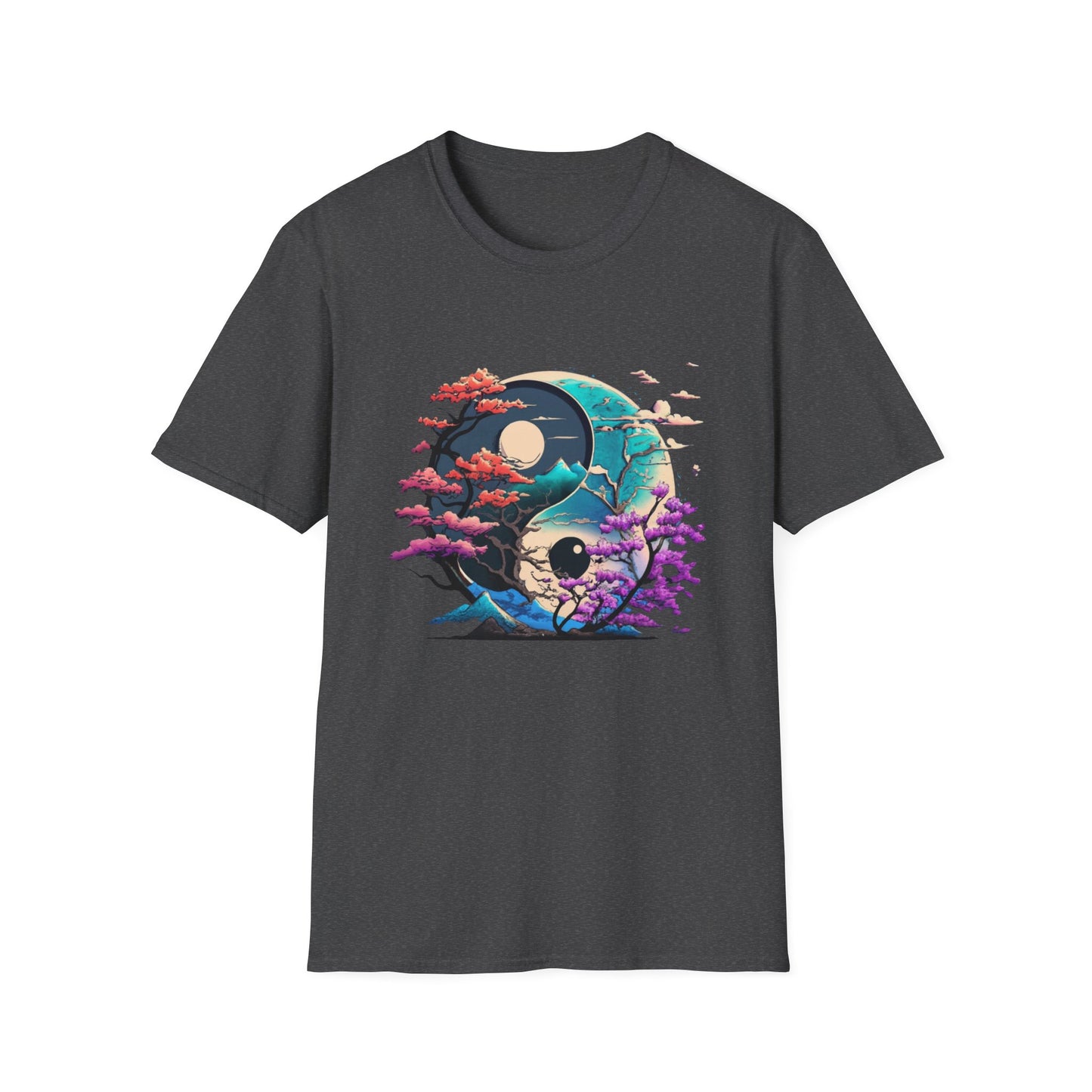 Yin Yang Nature T-Shirt - Unisex Softstyle Tee, Graphic Tee, Casual Wear, Eco-Friendly Gift, Meditation Top, Tree Love Shirt