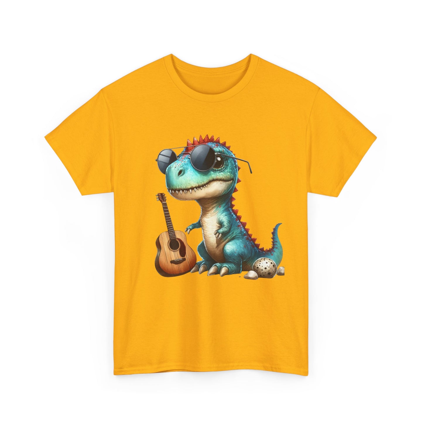 Cool Dinosaur Graphic Tee for Kids, Fun Gift for Birthdays, Retro Style Cotton T-Shirt, Music Lover's Merchandise, Playful Summer Wear